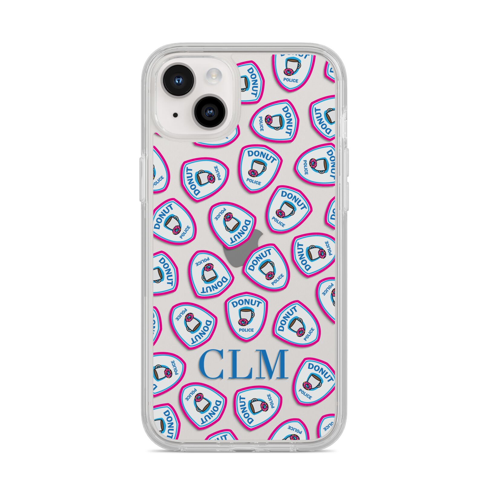 Personalised Donut Police Initials iPhone 14 Plus Clear Tough Case Starlight