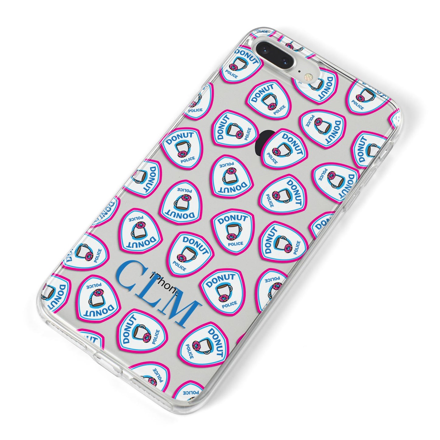 Personalised Donut Police Initials iPhone 8 Plus Bumper Case on Silver iPhone Alternative Image