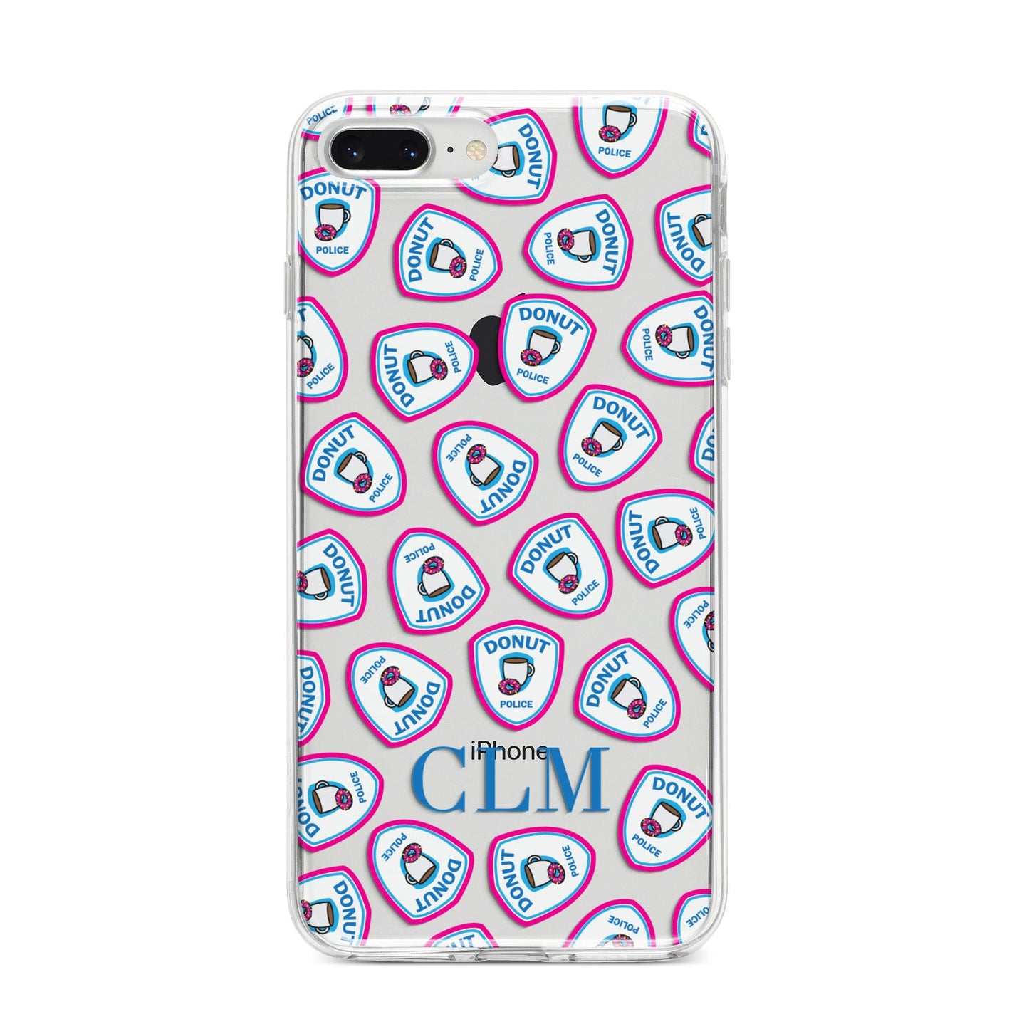 Personalised Donut Police Initials iPhone 8 Plus Bumper Case on Silver iPhone