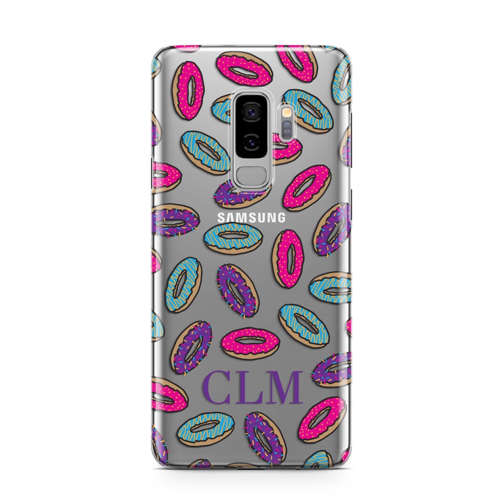 Personalised Donuts Initials Samsung Galaxy S9 Plus Case on Silver phone