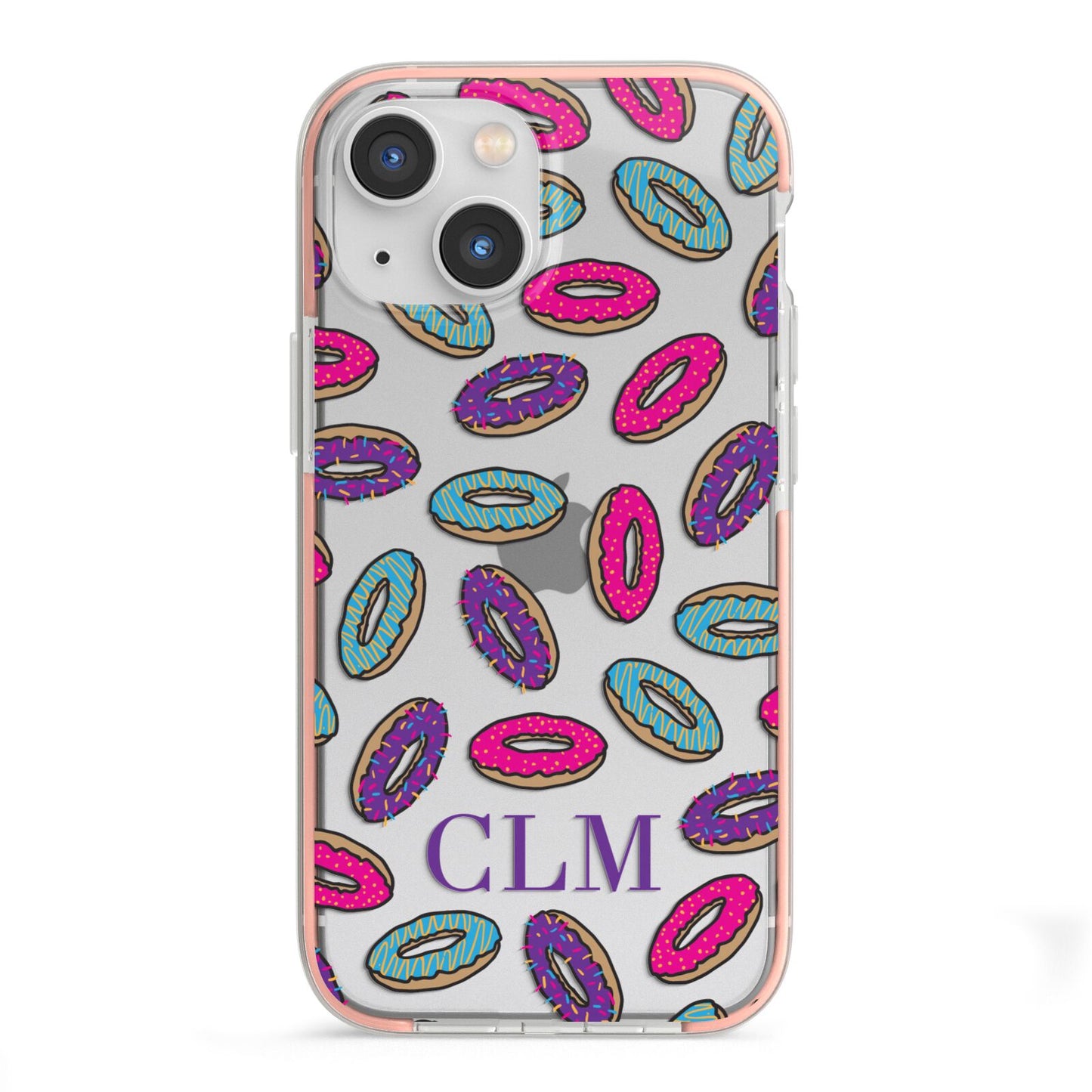 Personalised Donuts Initials iPhone 13 Mini TPU Impact Case with Pink Edges