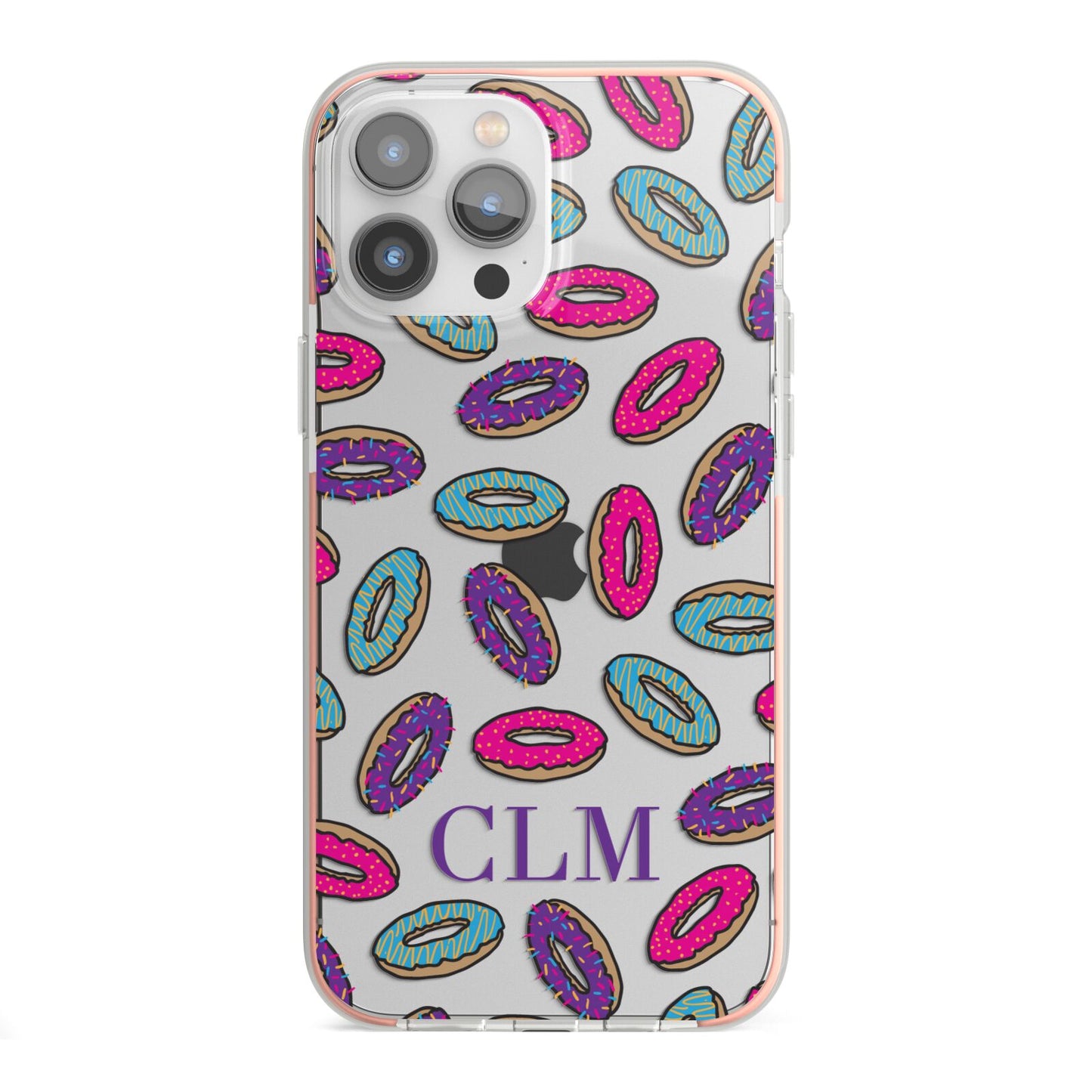 Personalised Donuts Initials iPhone 13 Pro Max TPU Impact Case with Pink Edges