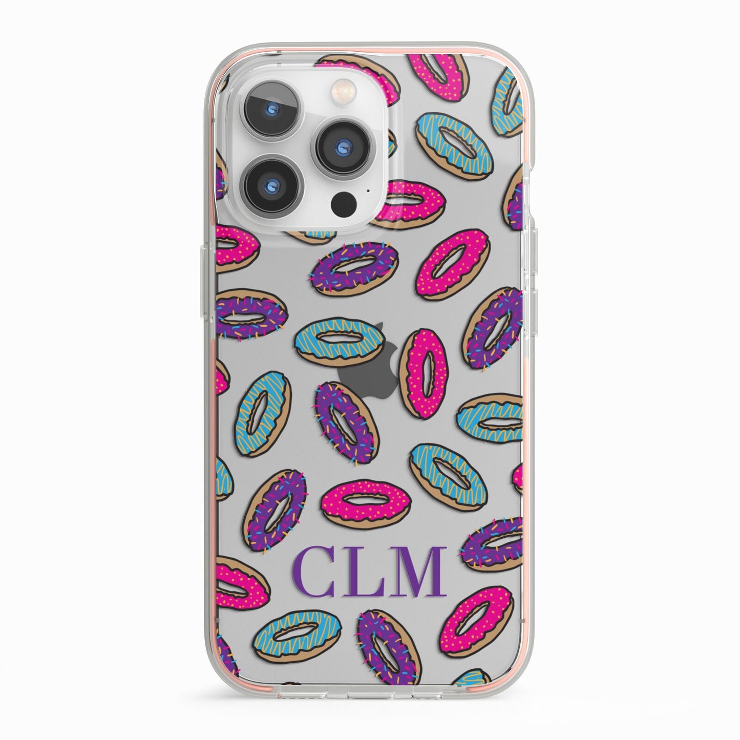 Personalised Donuts Initials iPhone 13 Pro TPU Impact Case with Pink Edges