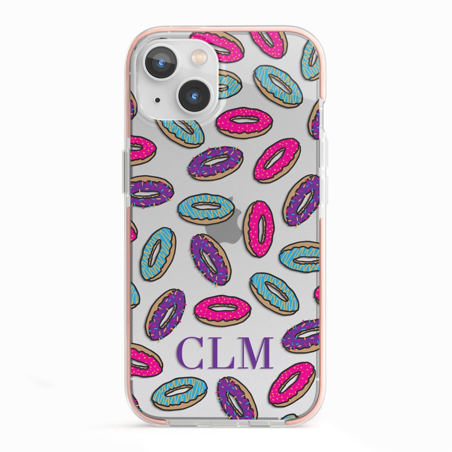 Personalised Donuts Initials iPhone 13 TPU Impact Case with Pink Edges