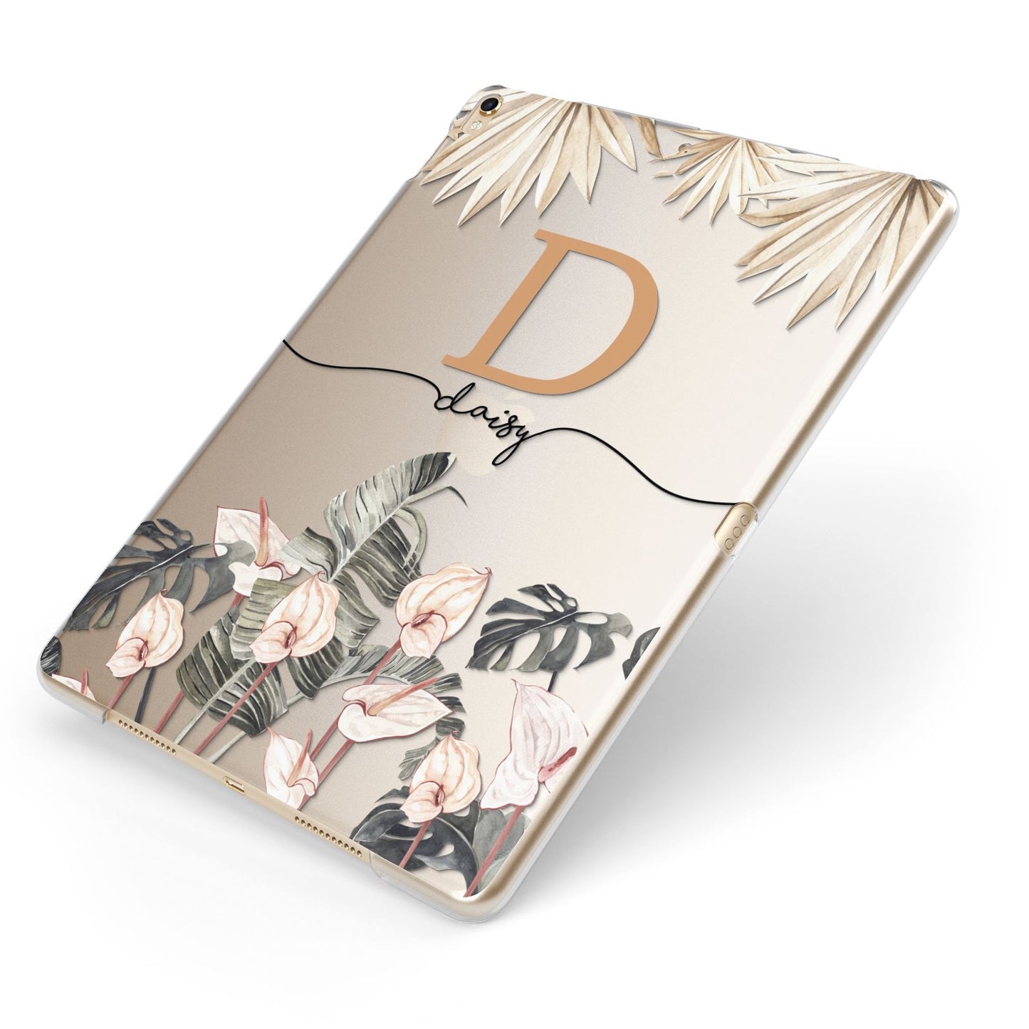 Personalised Dried Flowers Apple iPad Case on Gold iPad Side View