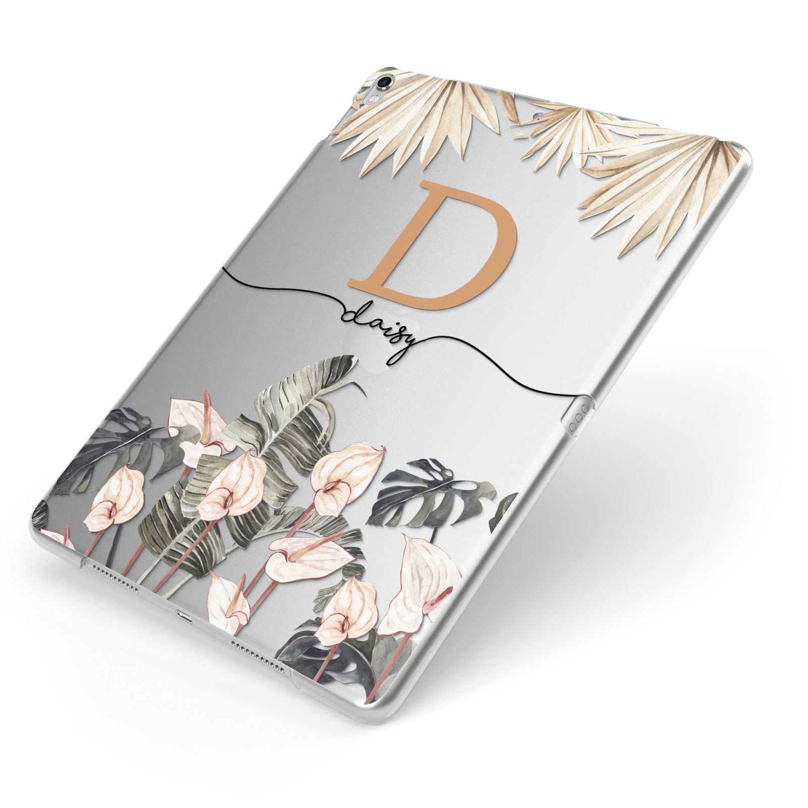 Personalised Dried Flowers Apple iPad Case on Silver iPad Side View