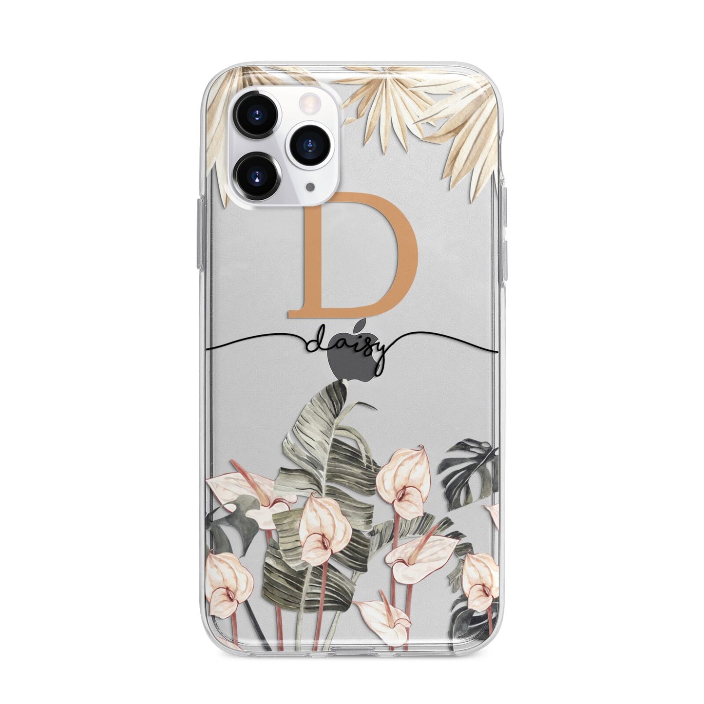 Personalised Dried Flowers Apple iPhone 11 Pro Max in Silver with Bumper Case