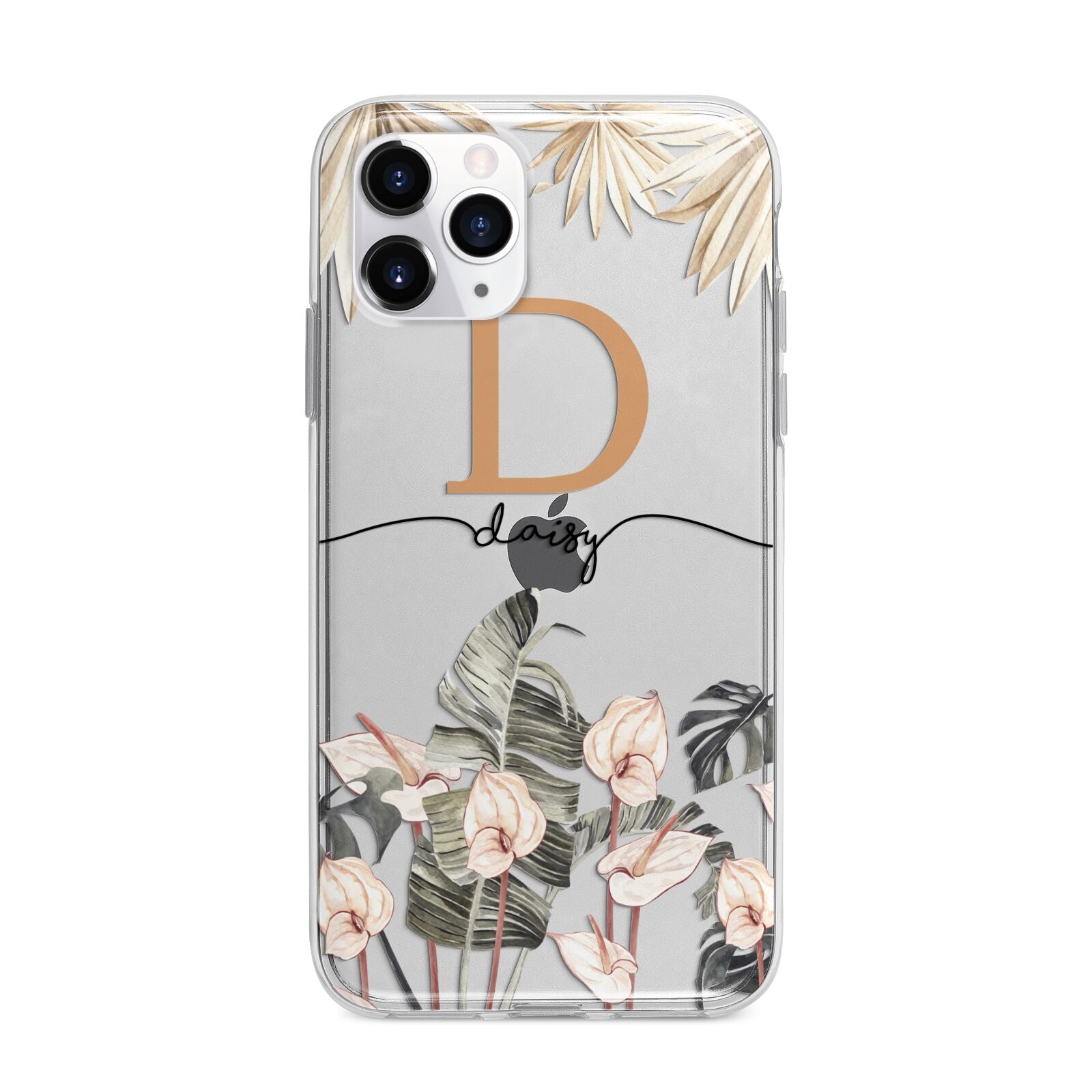 Personalised Dried Flowers Apple iPhone 11 Pro in Silver with Bumper Case