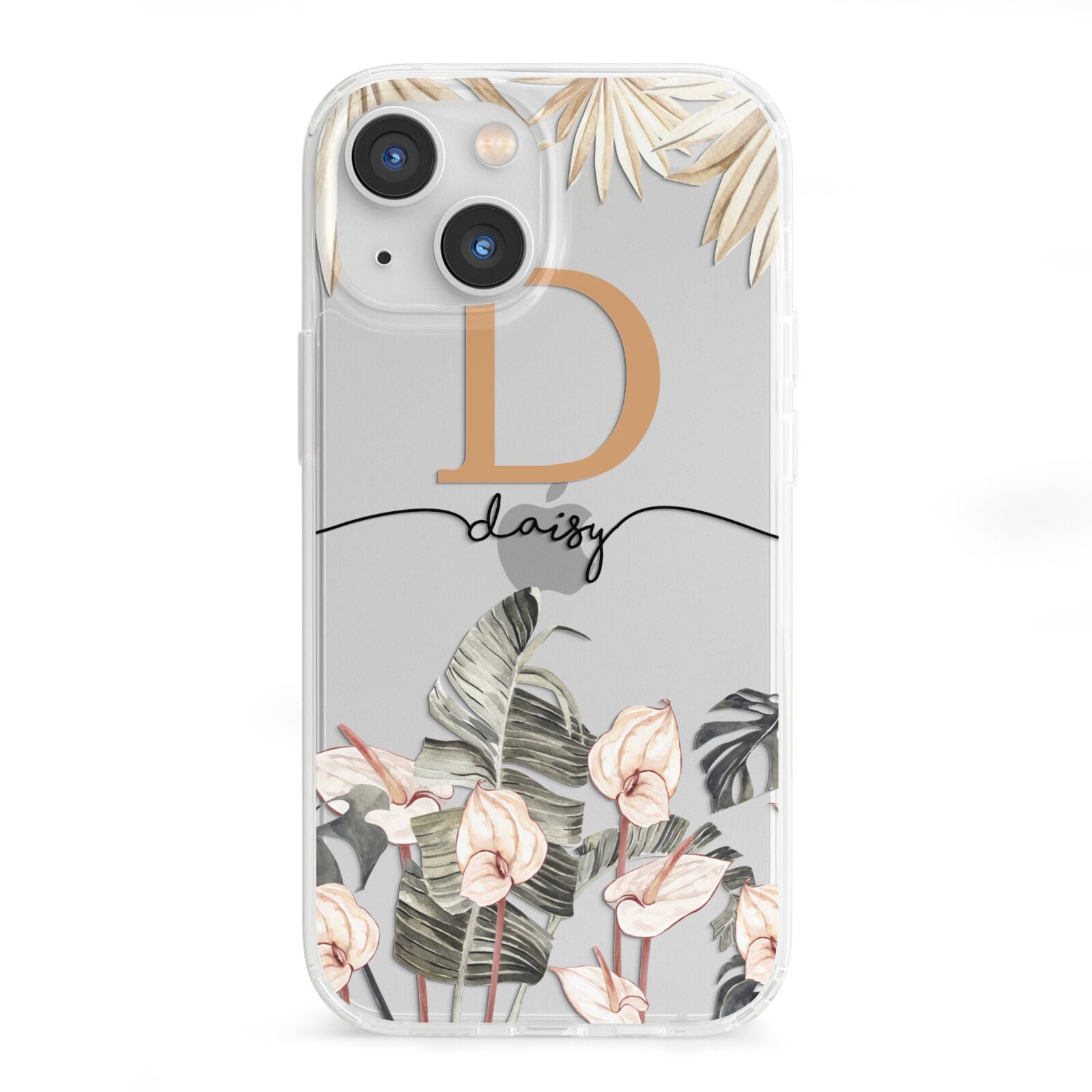 Personalised Dried Flowers iPhone 13 Mini Clear Bumper Case