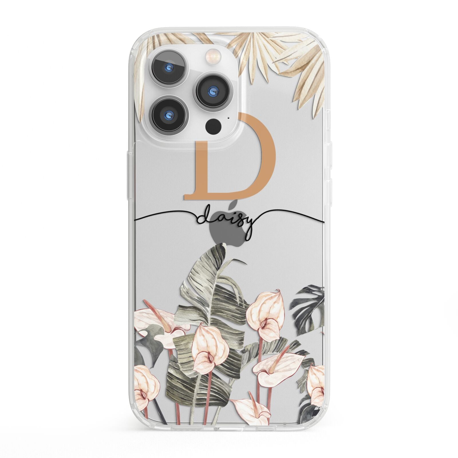 Personalised Dried Flowers iPhone 13 Pro Clear Bumper Case