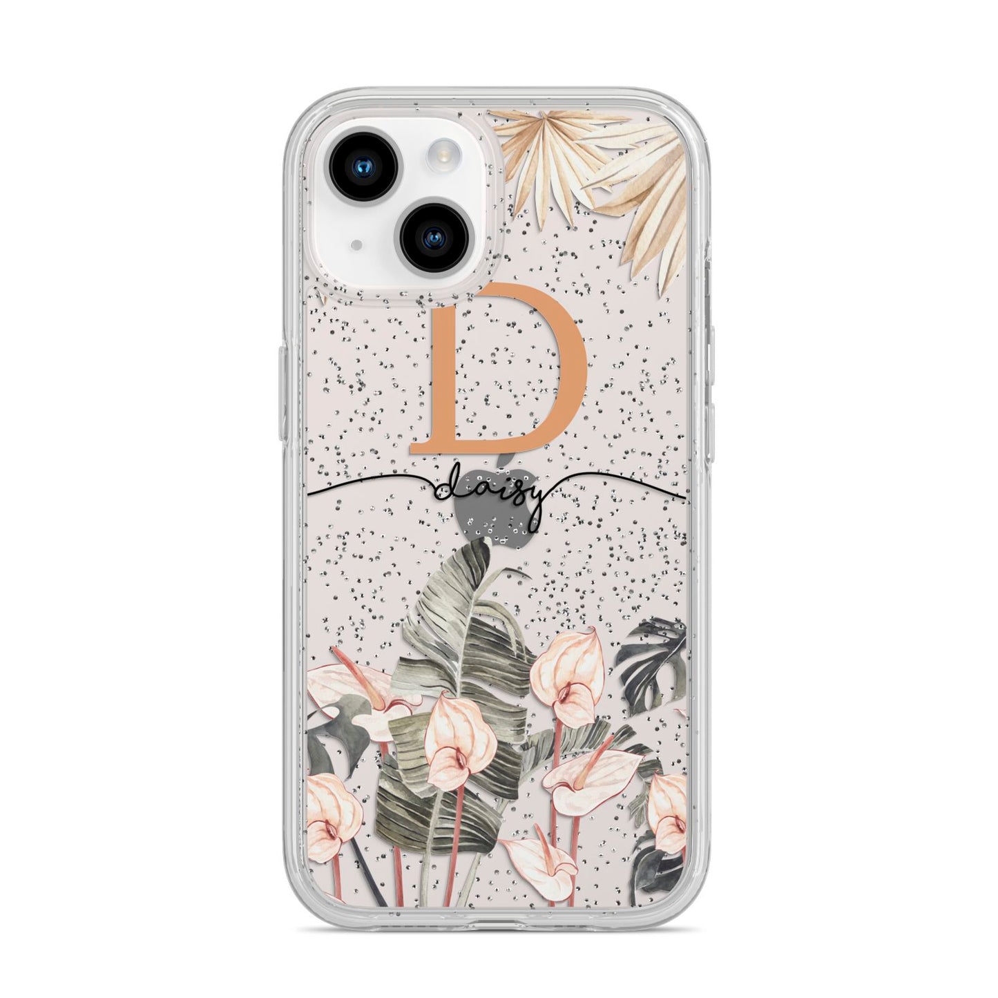 Personalised Dried Flowers iPhone 14 Glitter Tough Case Starlight