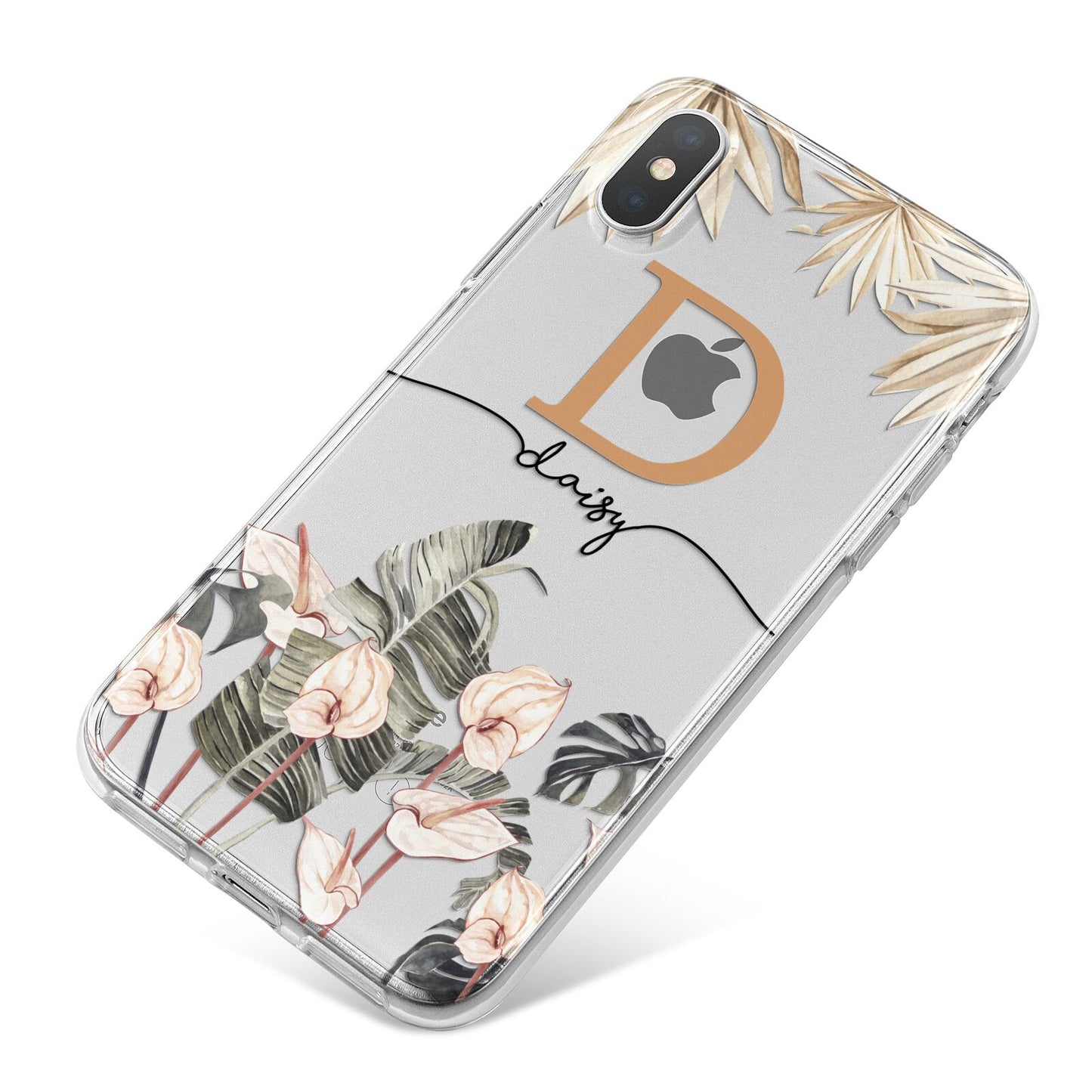 Personalised Dried Flowers iPhone X Bumper Case on Silver iPhone