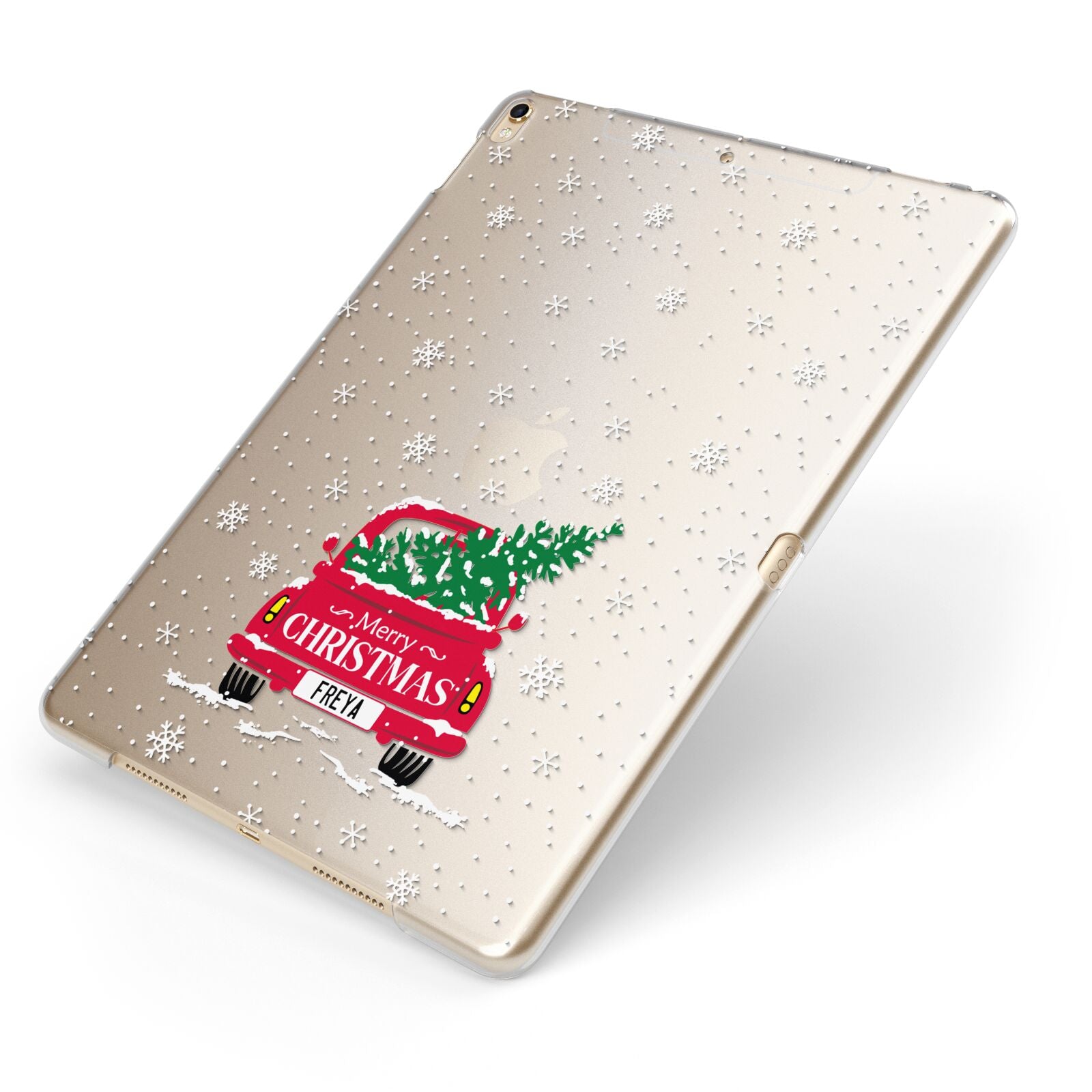 Personalised Driving Home For Christmas Apple iPad Case on Gold iPad Side View