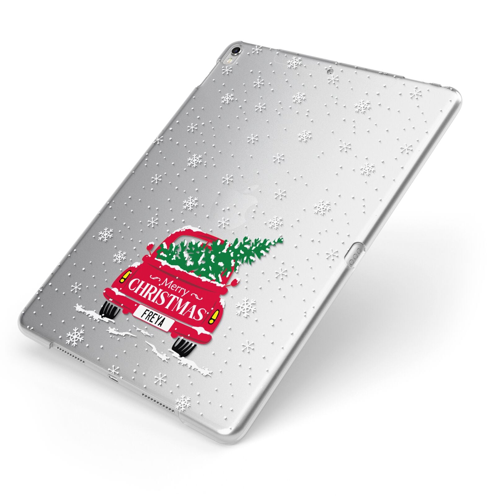 Personalised Driving Home For Christmas Apple iPad Case on Silver iPad Side View