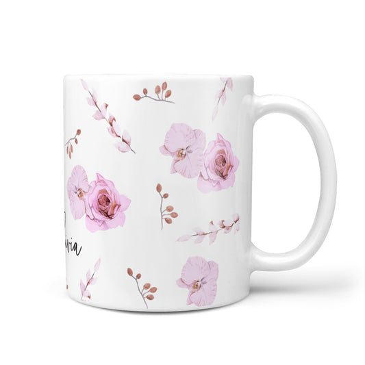 Personalised Dusty Pink Flowers 10oz Mug
