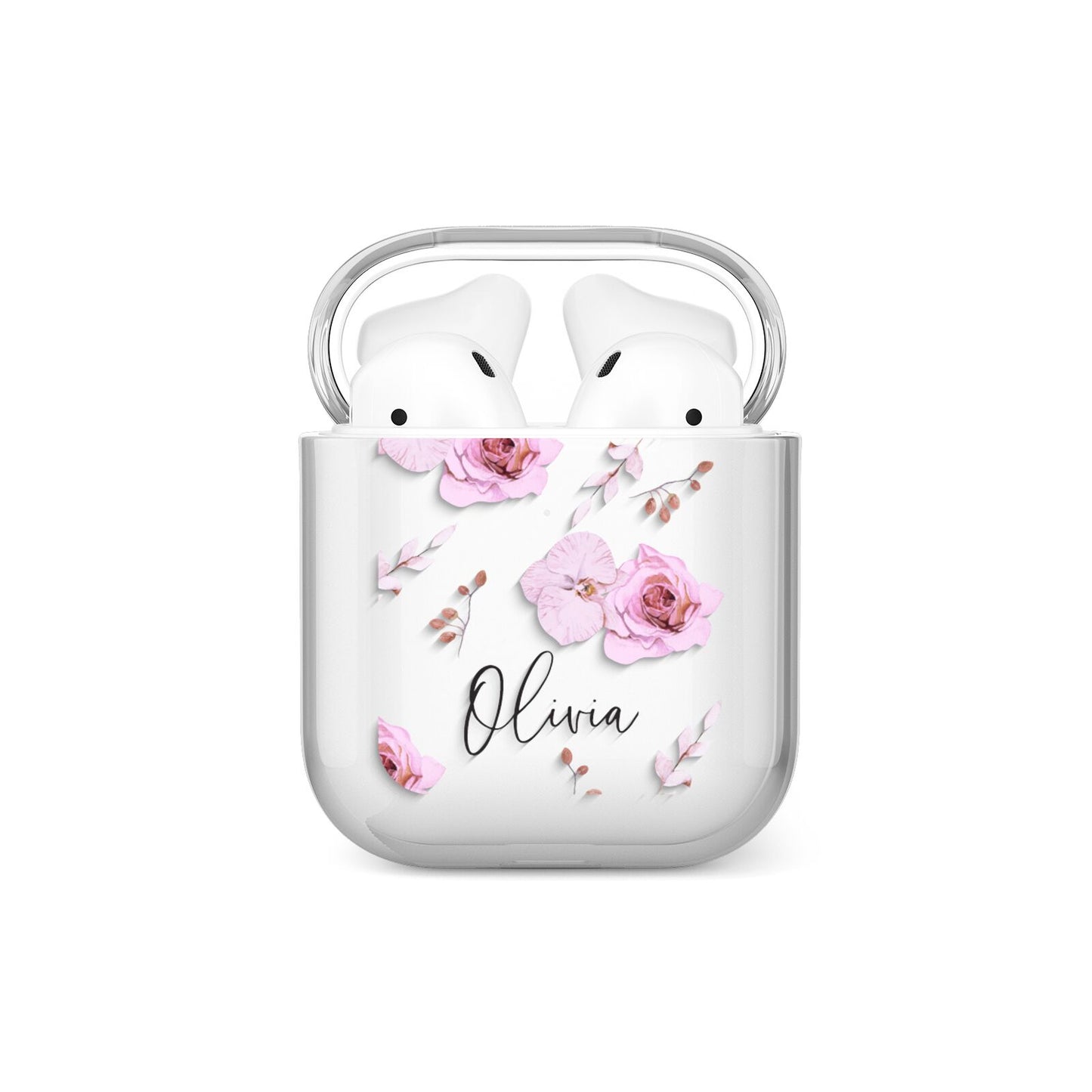 Personalised Dusty Pink Flowers AirPods Case