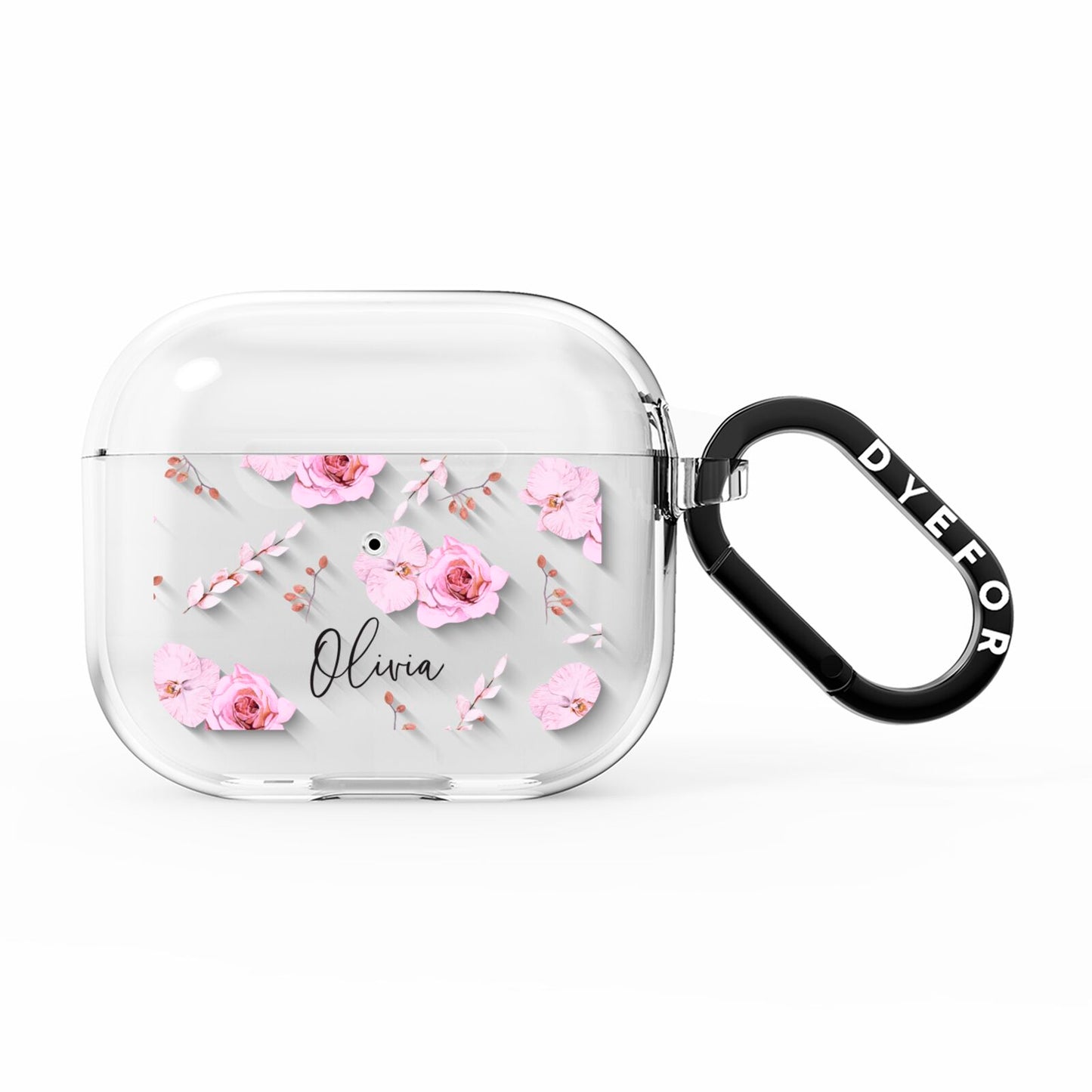 Personalised Dusty Pink Flowers AirPods Clear Case 3rd Gen