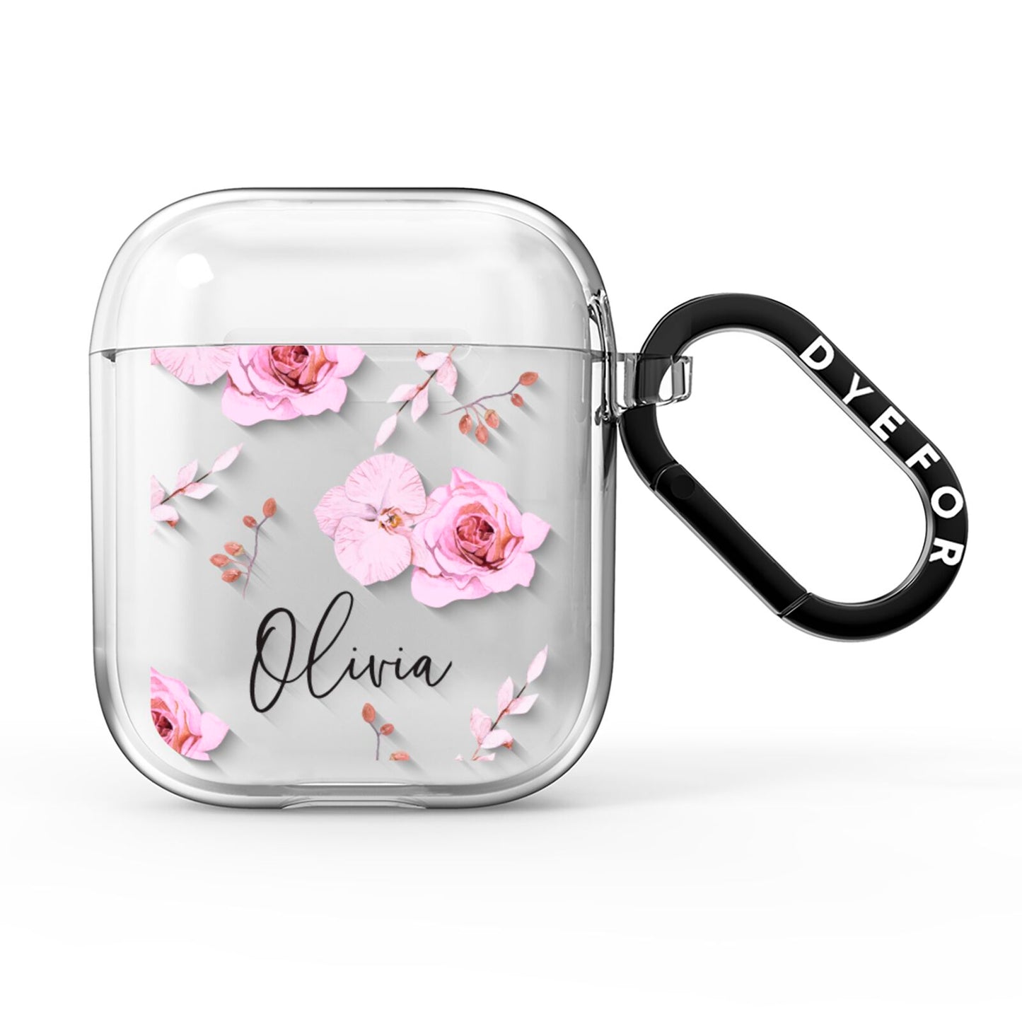 Personalised Dusty Pink Flowers AirPods Clear Case