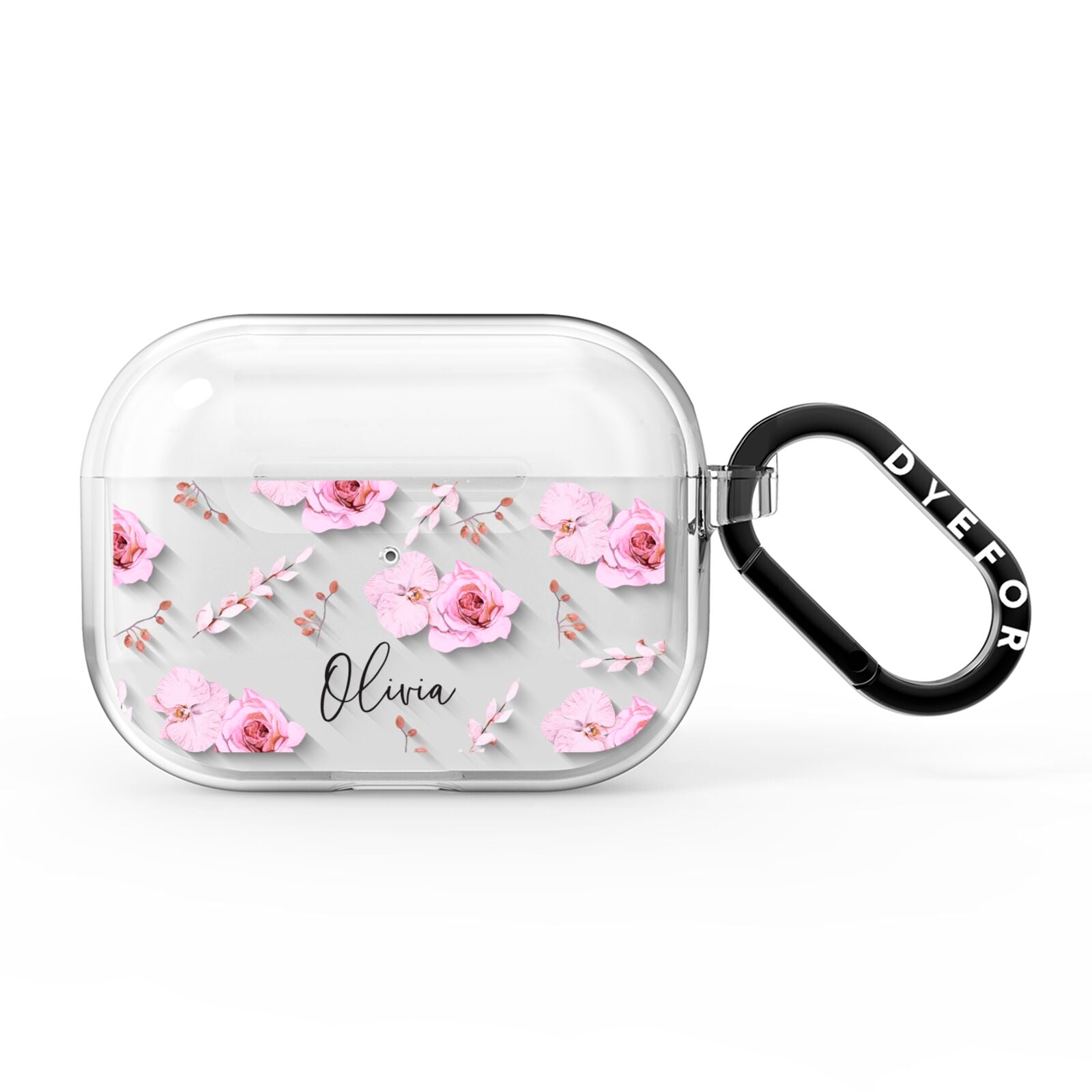 Personalised Dusty Pink Flowers AirPods Pro Clear Case