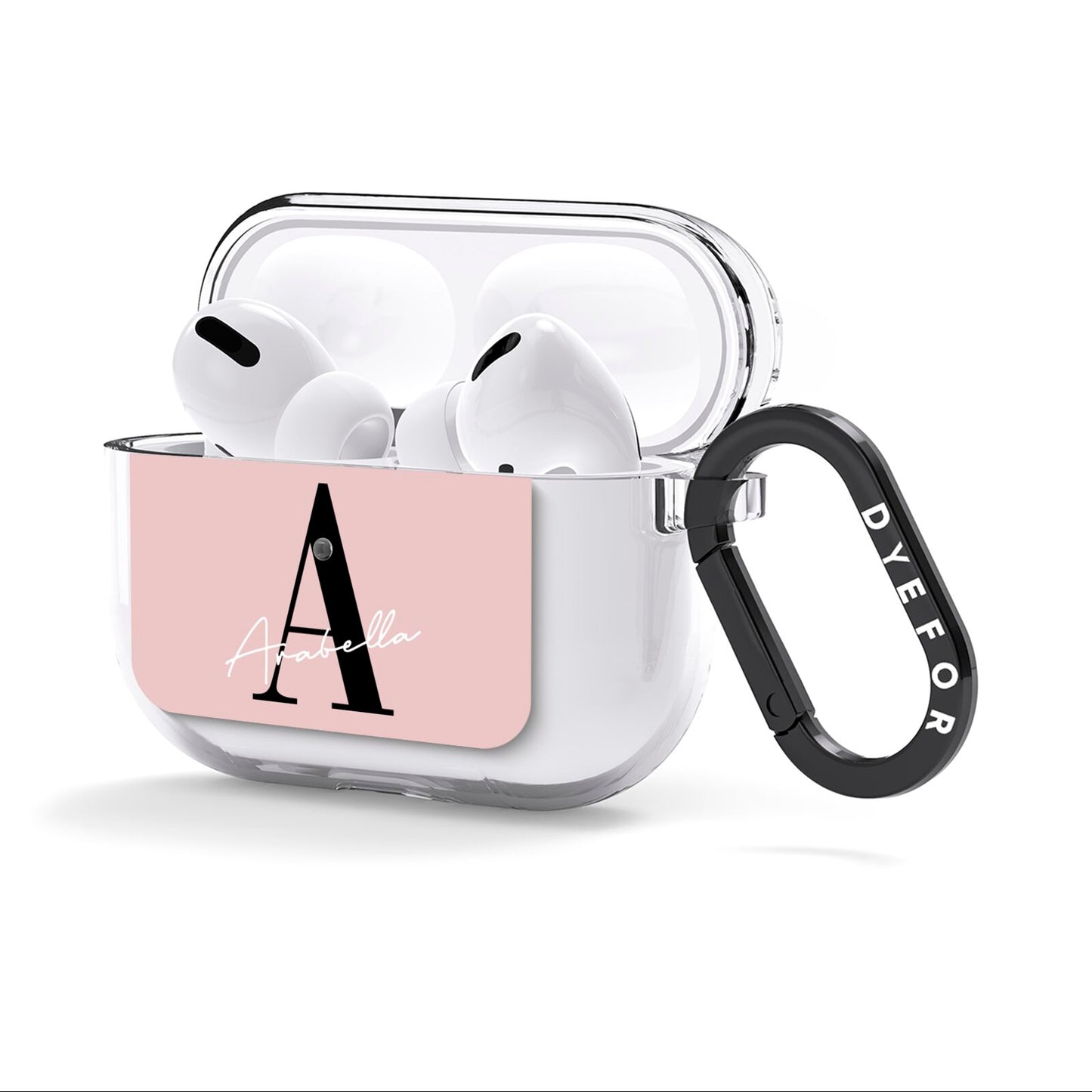Personalised Dusty Pink Initial AirPods Clear Case 3rd Gen Side Image