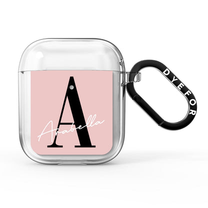 Personalised Dusty Pink Initial AirPods Clear Case