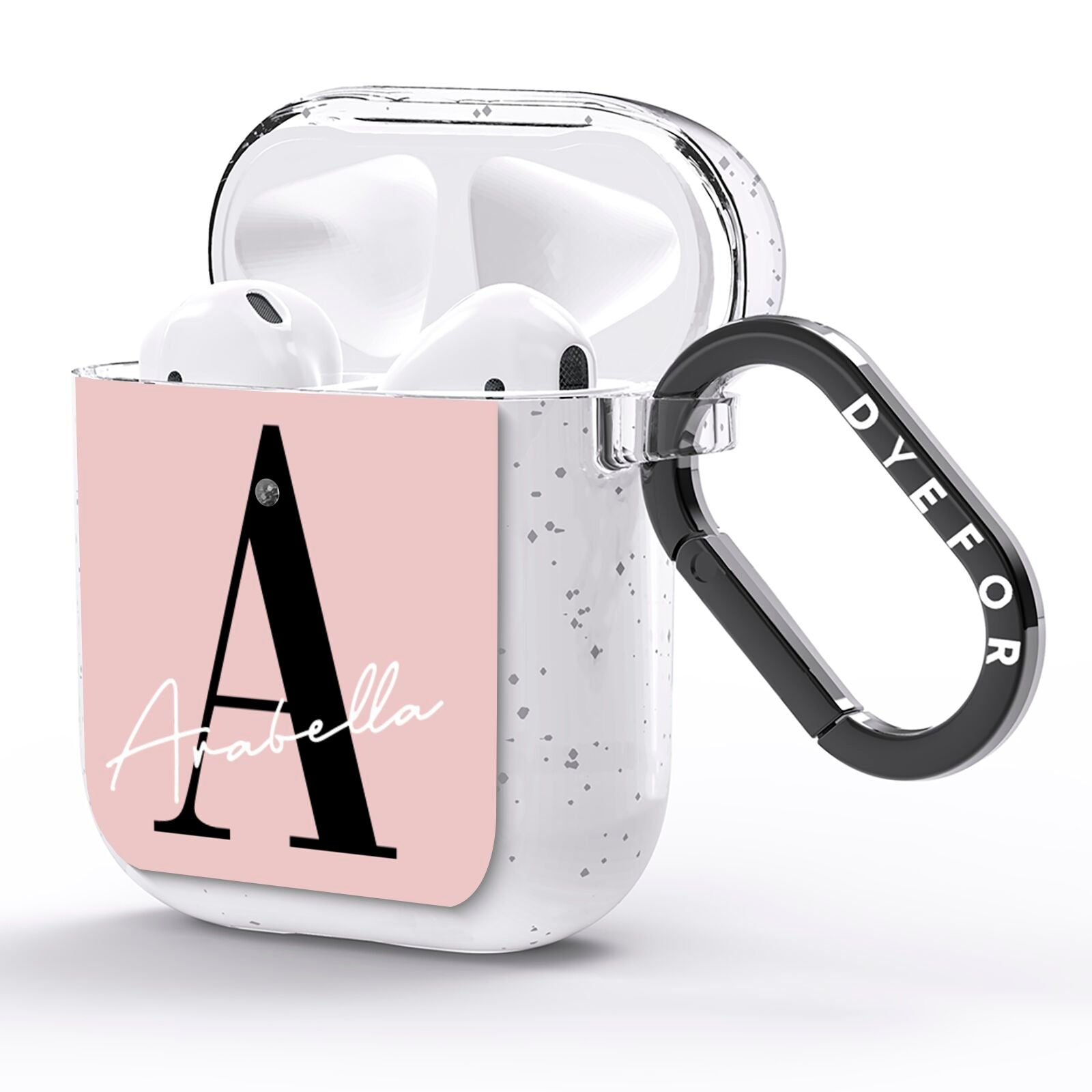 Personalised Dusty Pink Initial AirPods Glitter Case Side Image