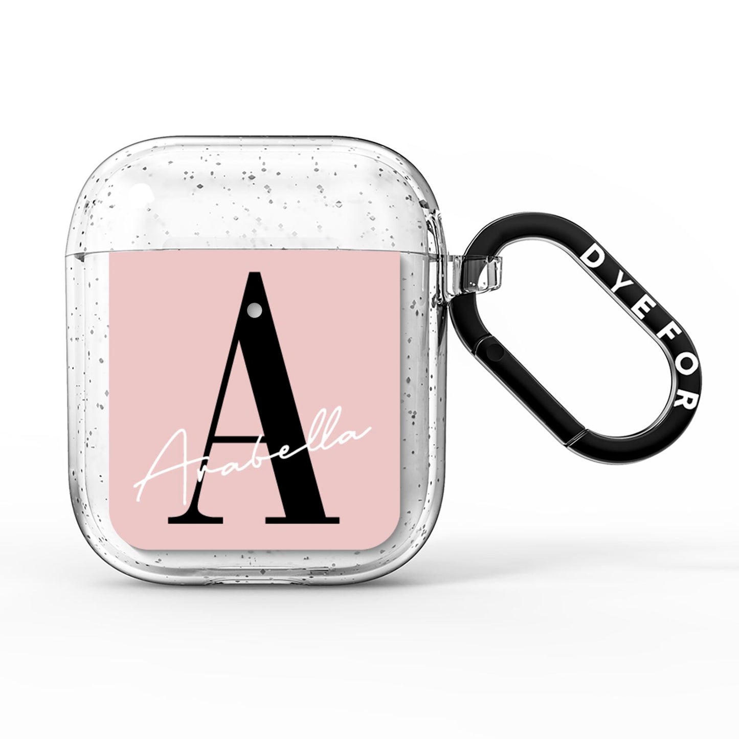 Personalised Dusty Pink Initial AirPods Glitter Case