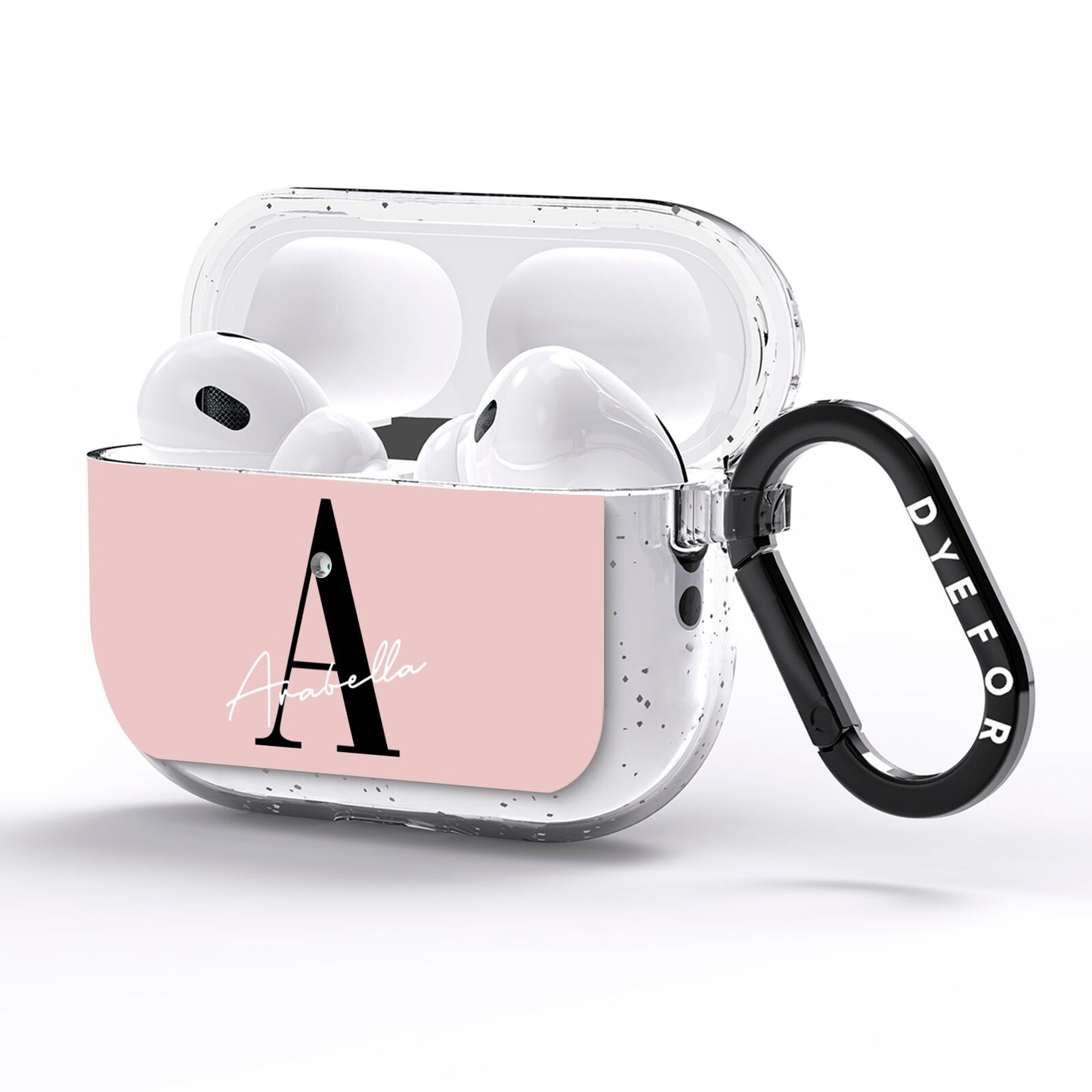 Personalised Dusty Pink Initial AirPods Pro Glitter Case Side Image