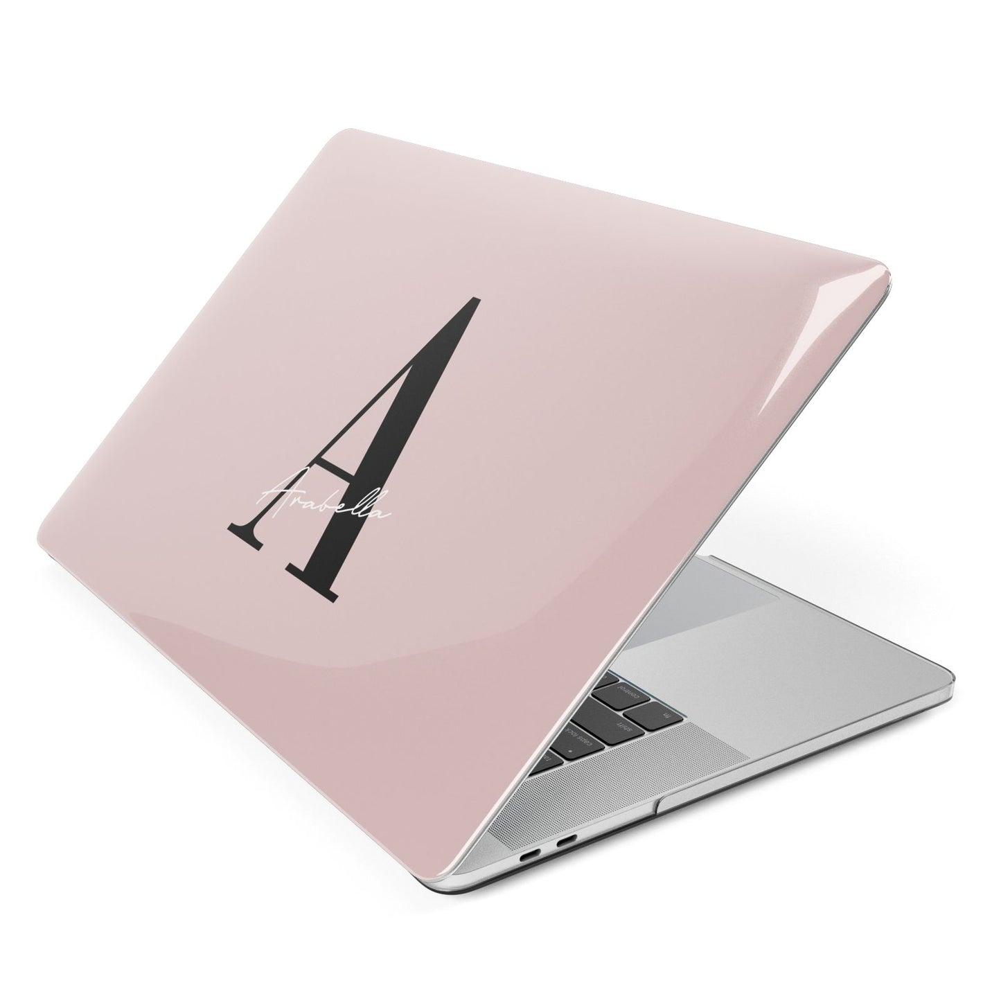 Personalised Dusty Pink Initial Apple MacBook Case Side View