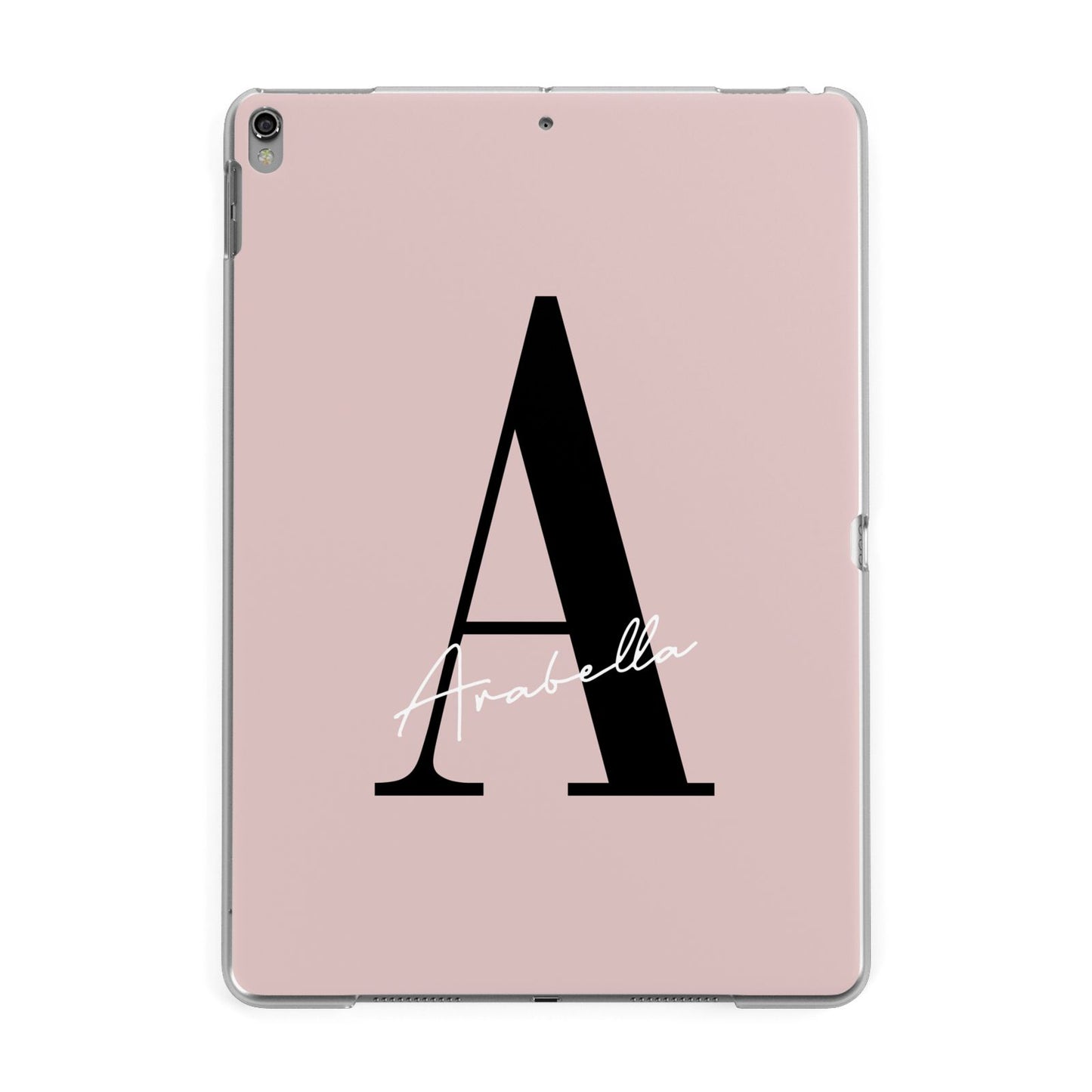 Personalised Dusty Pink Initial Apple iPad Grey Case