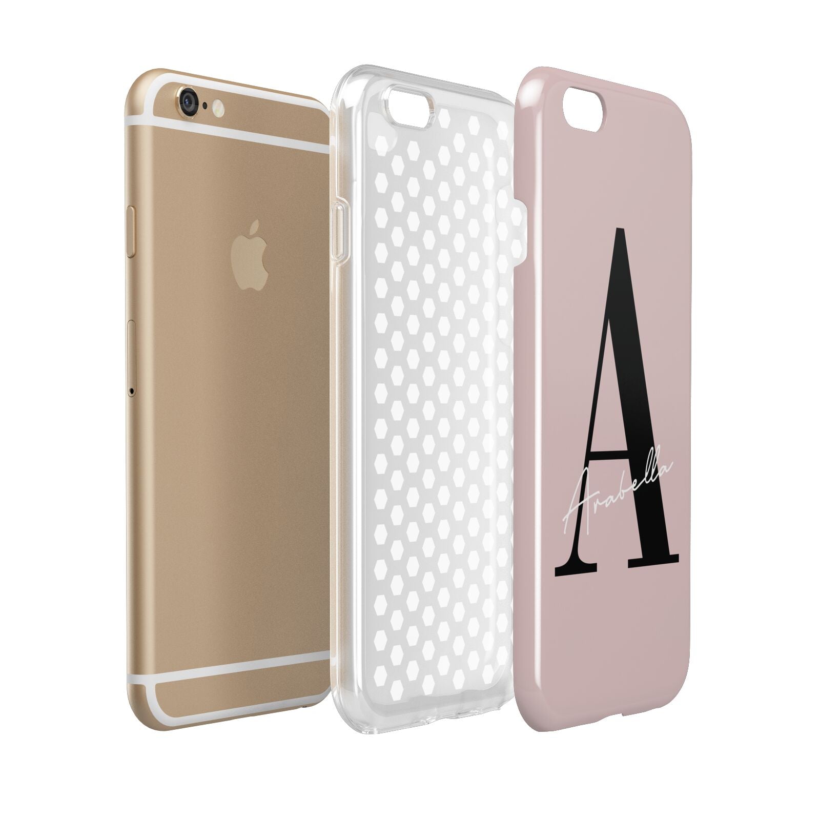 Personalised Dusty Pink Initial Apple iPhone 6 3D Tough Case Expanded view