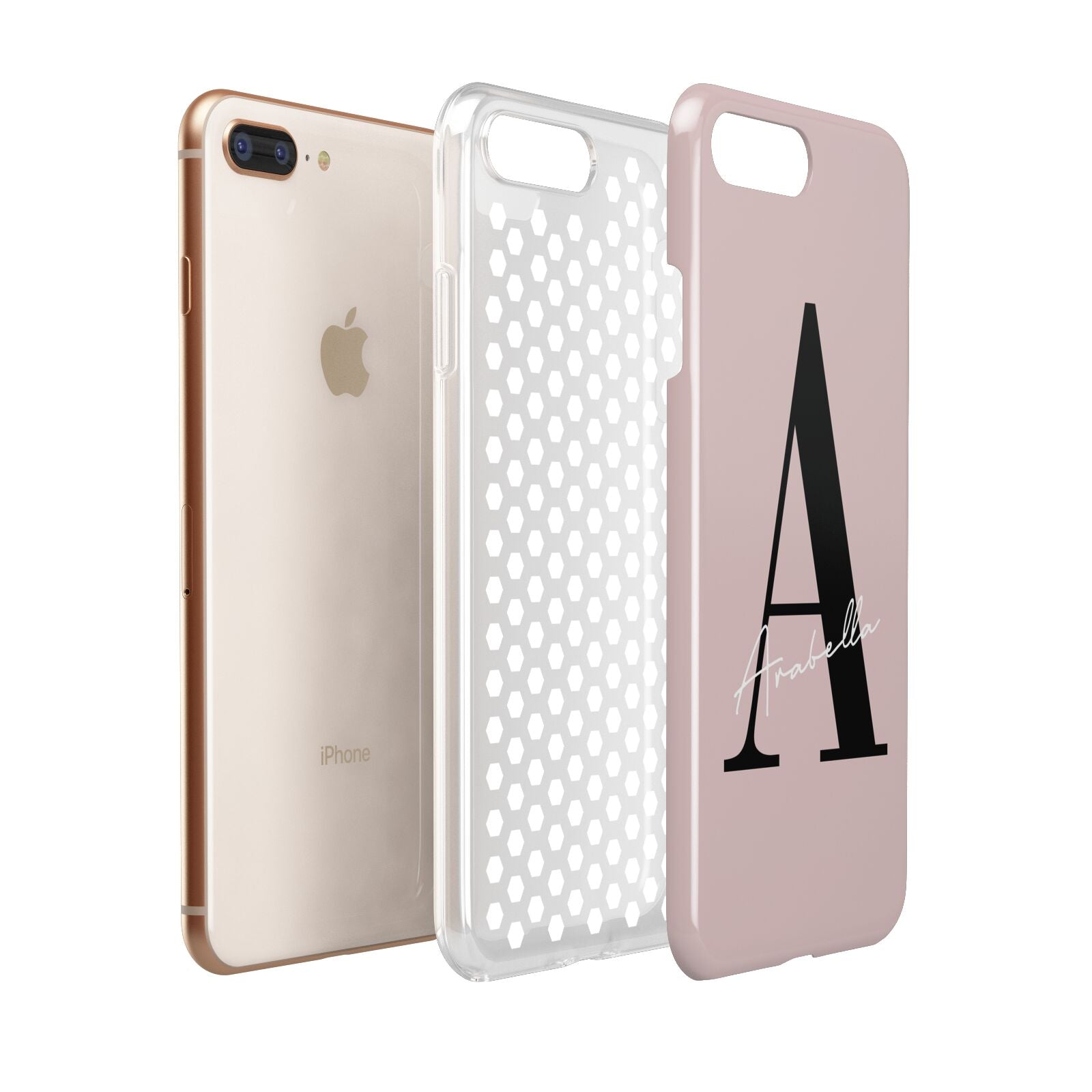 Personalised Dusty Pink Initial Apple iPhone 7 8 Plus 3D Tough Case Expanded View