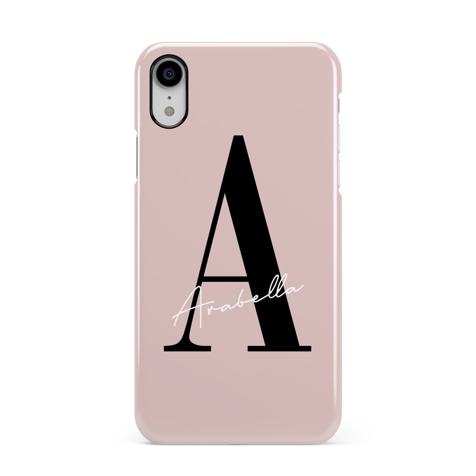 Personalised Dusty Pink Initial Apple iPhone XR White 3D Snap Case