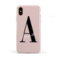 Personalised Dusty Pink Initial Apple iPhone XS 3D Tough