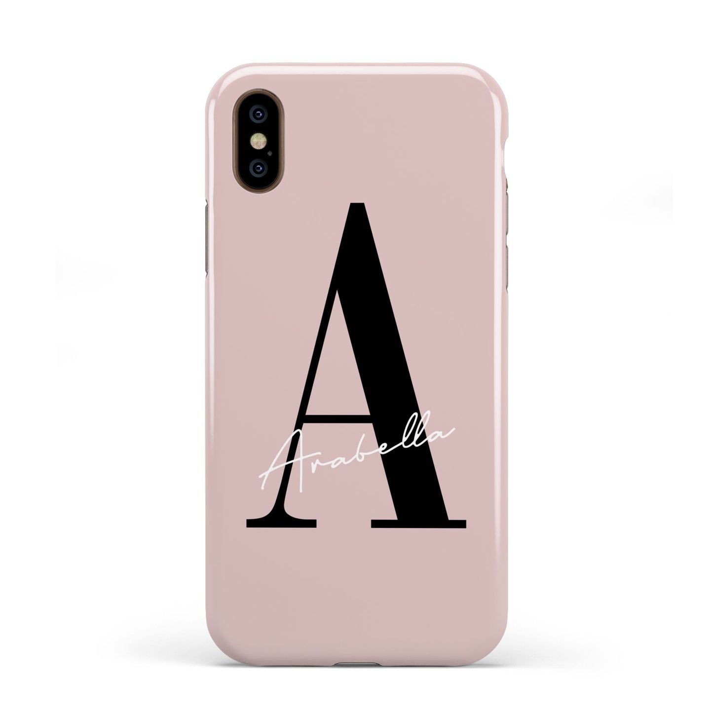 Personalised Dusty Pink Initial Apple iPhone XS 3D Tough