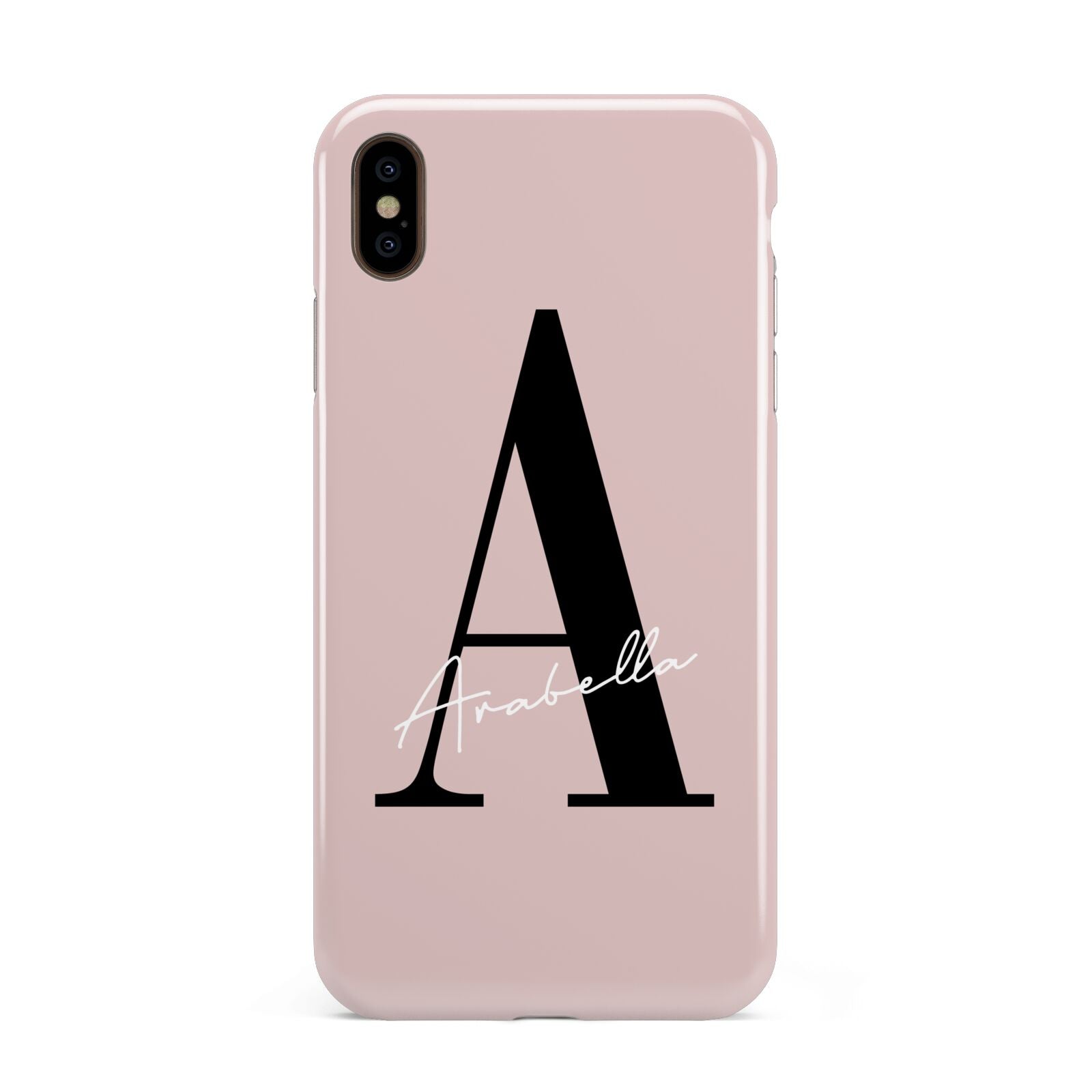 Personalised Dusty Pink Initial Apple iPhone Xs Max 3D Tough Case