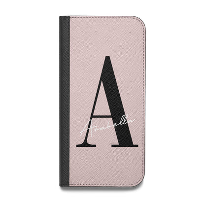 Personalised Dusty Pink Initial Vegan Leather Flip Samsung Case