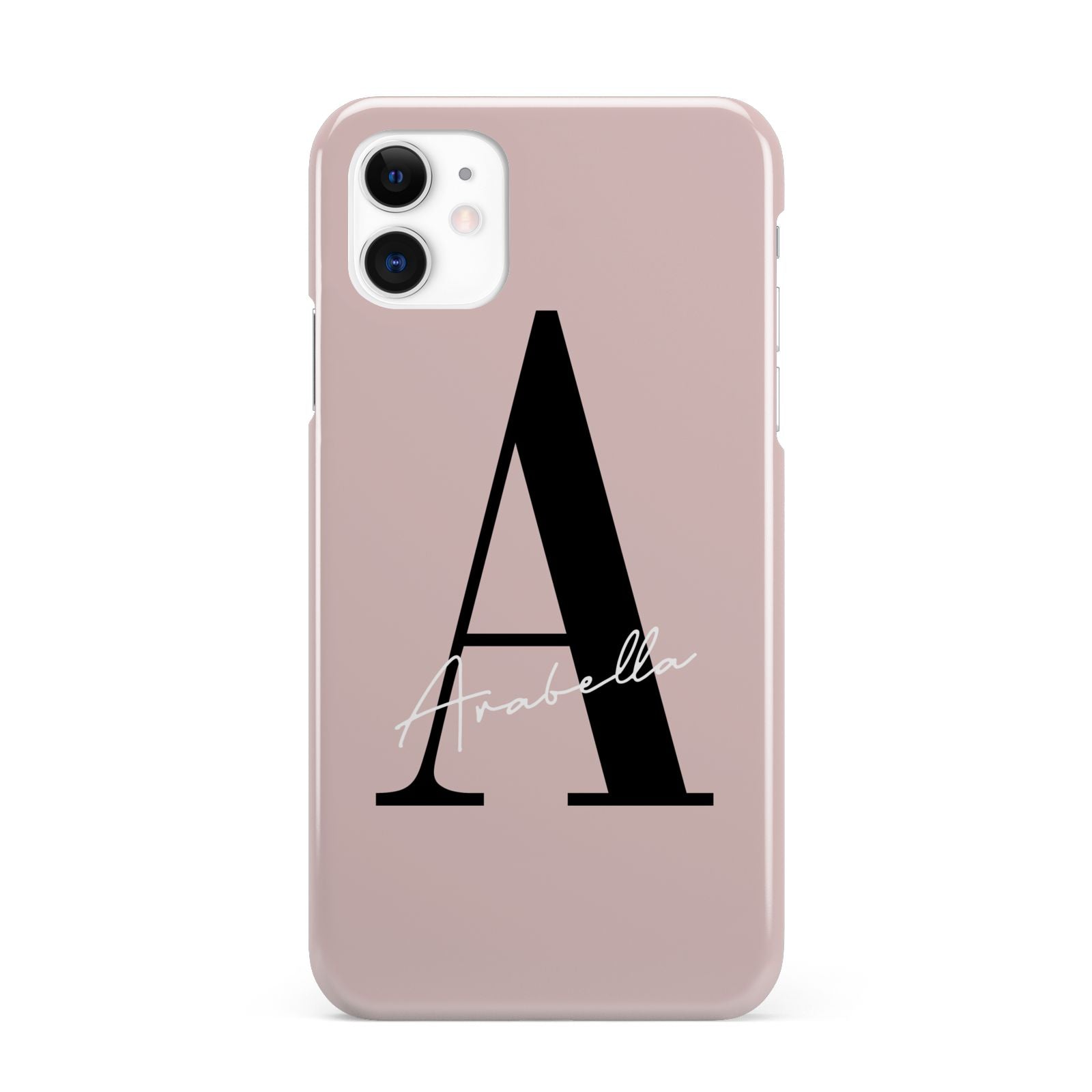 Personalised Dusty Pink Initial iPhone 11 3D Snap Case