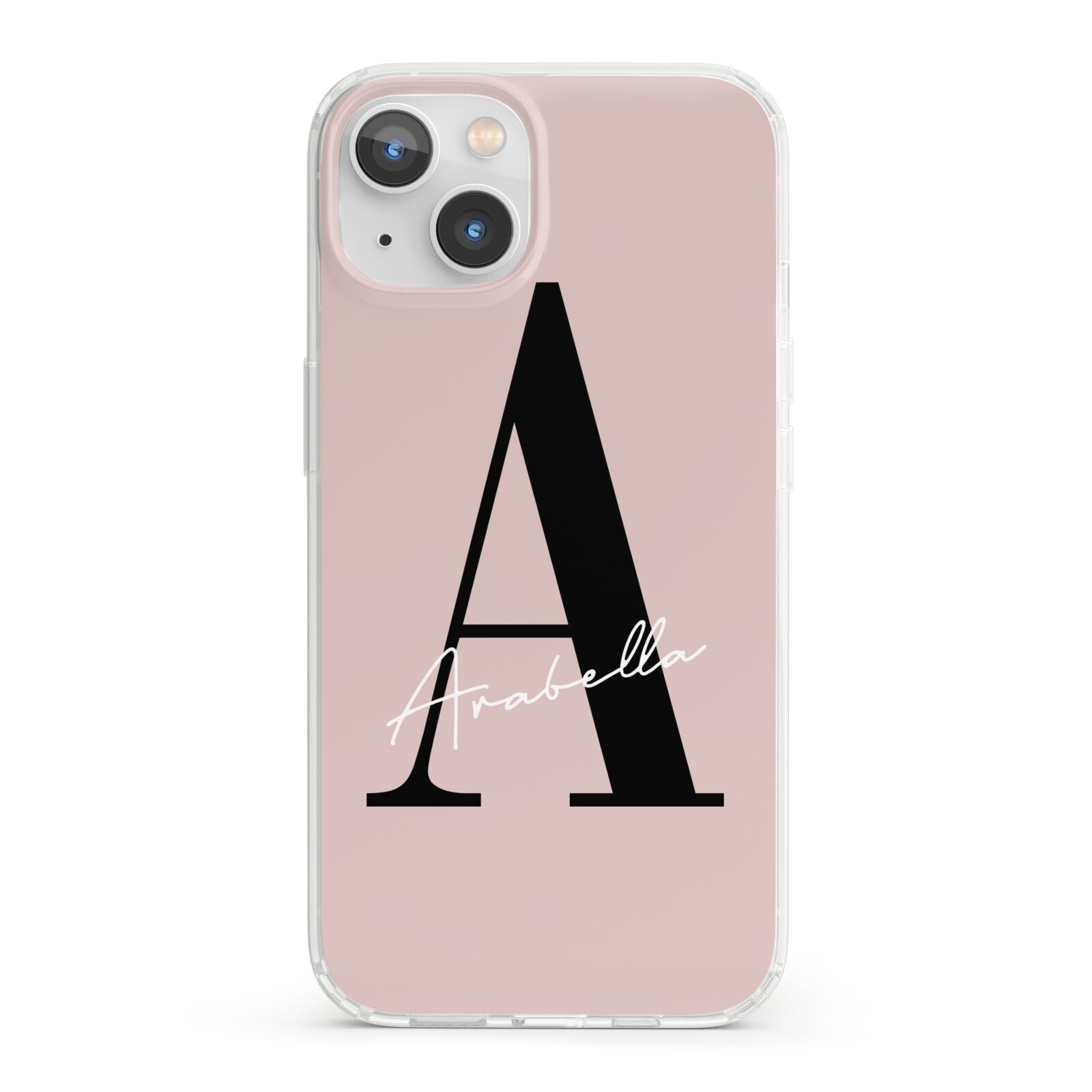 Personalised Dusty Pink Initial iPhone 13 Clear Bumper Case