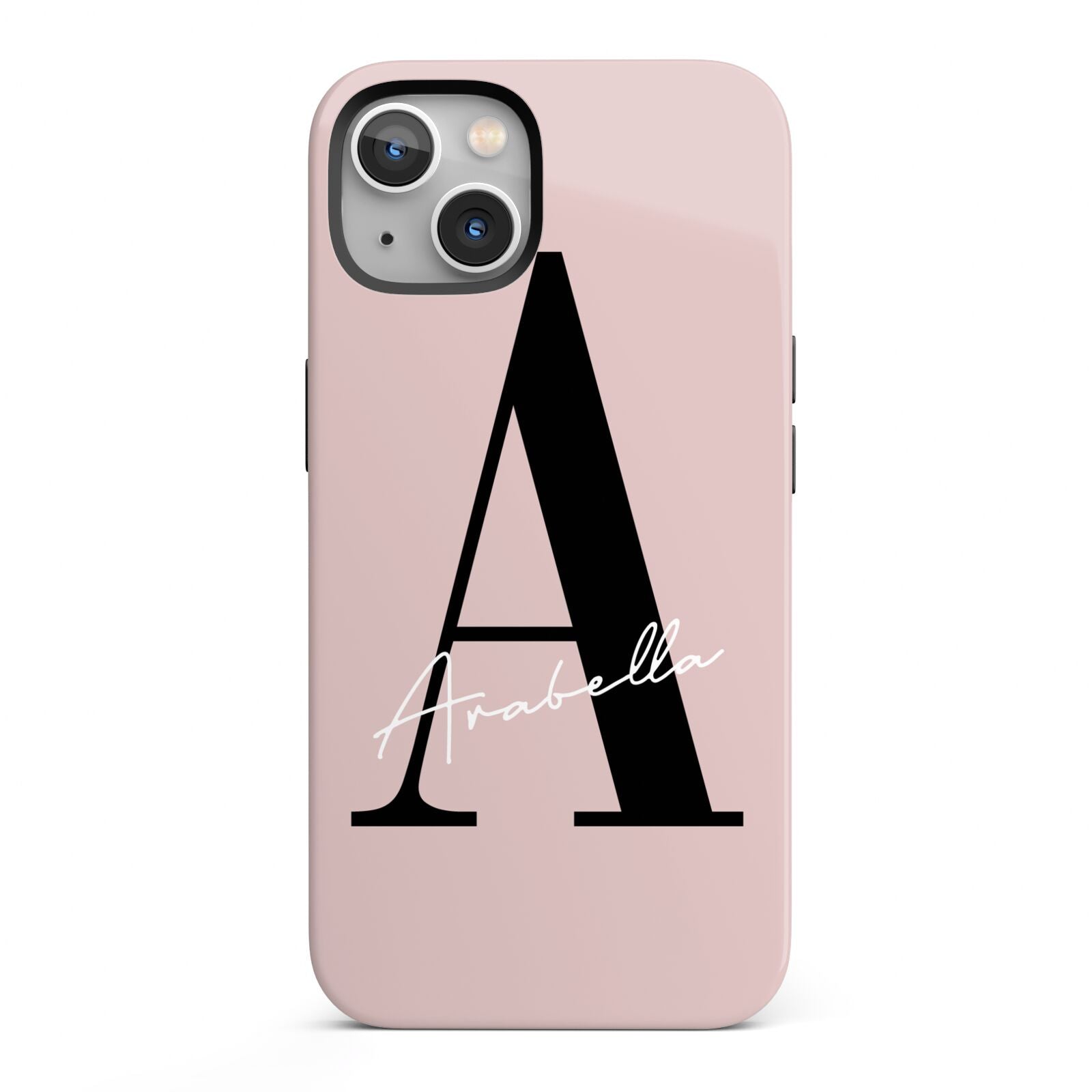 Personalised Dusty Pink Initial iPhone 13 Full Wrap 3D Tough Case