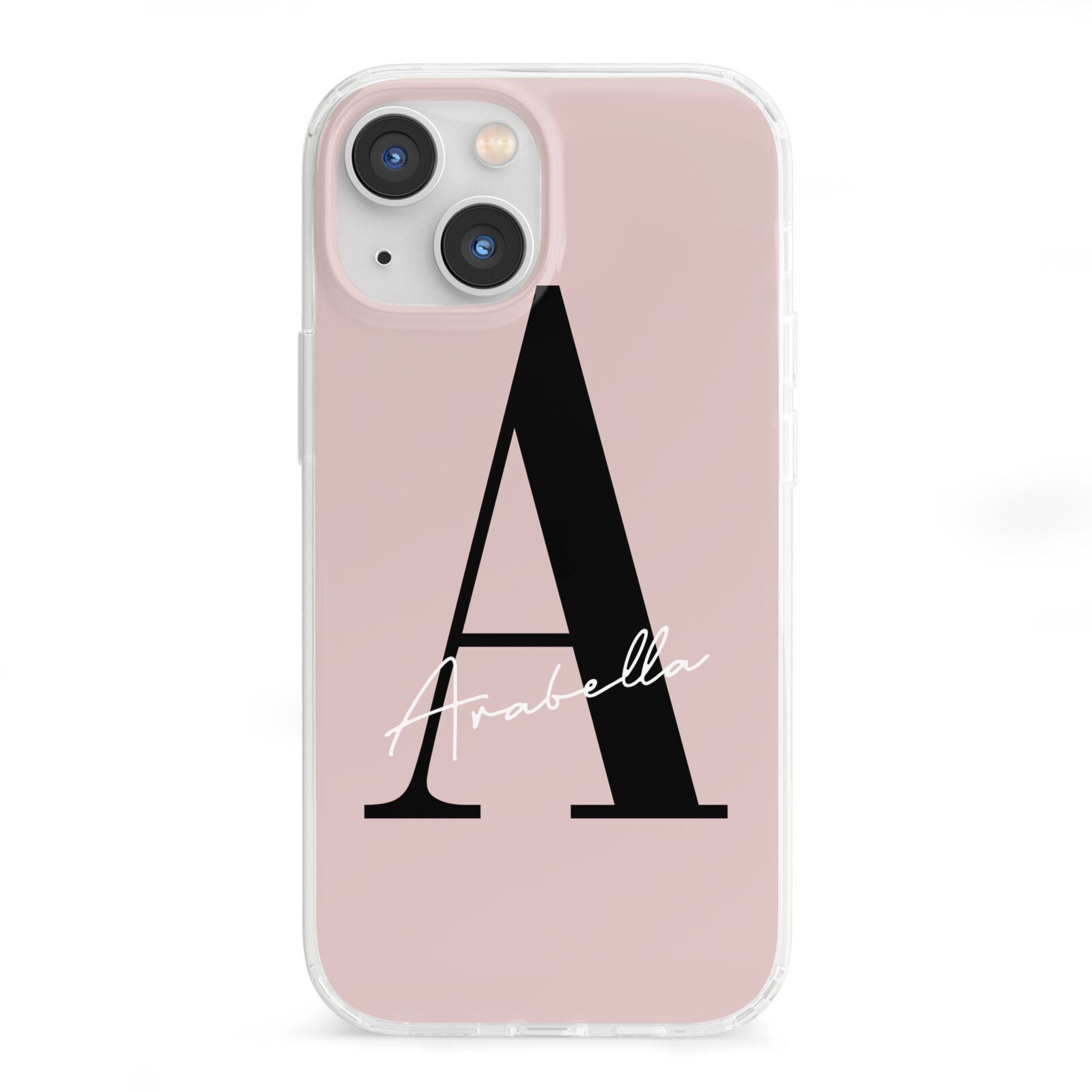 Personalised Dusty Pink Initial iPhone 13 Mini Clear Bumper Case