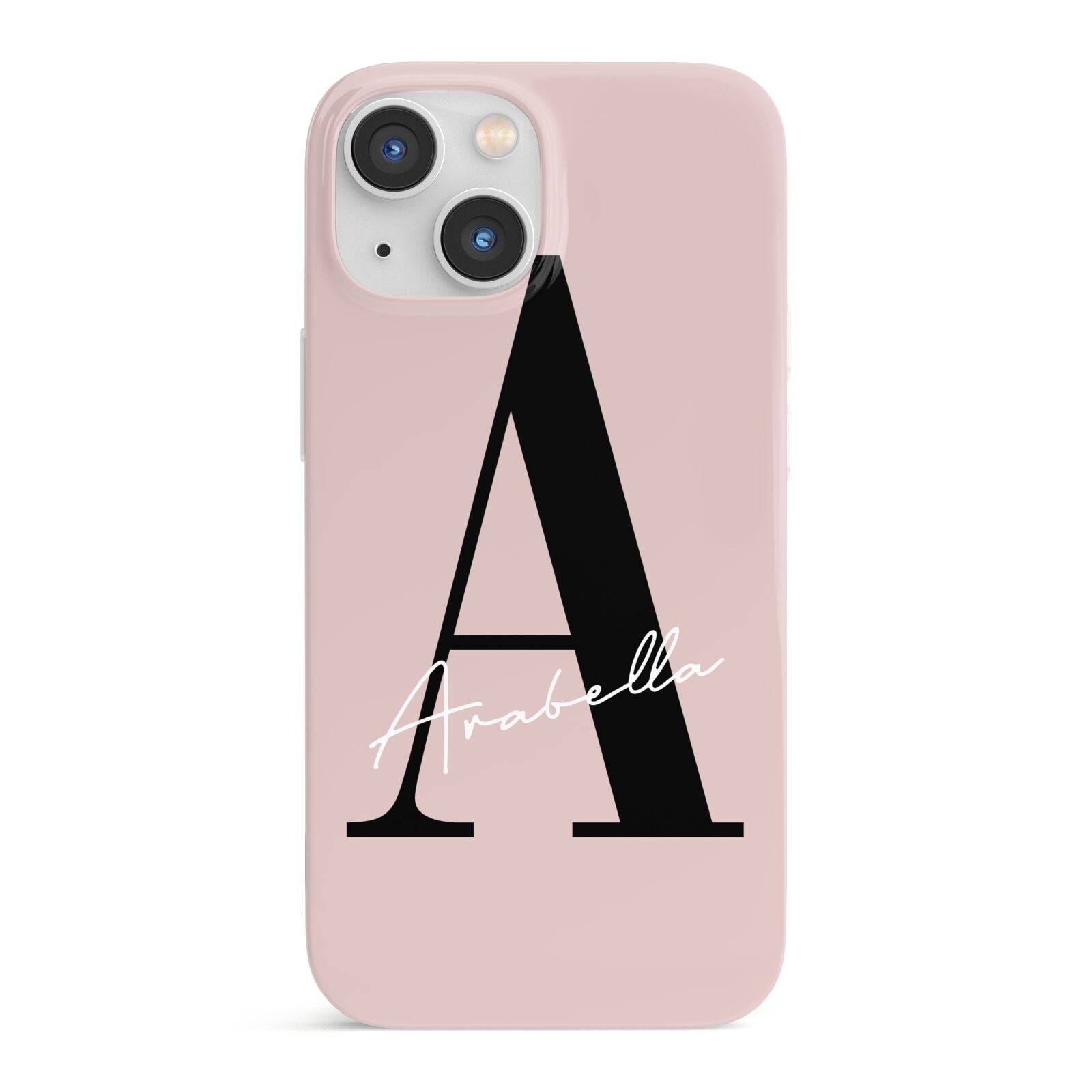 Personalised Dusty Pink Initial iPhone 13 Mini Full Wrap 3D Snap Case
