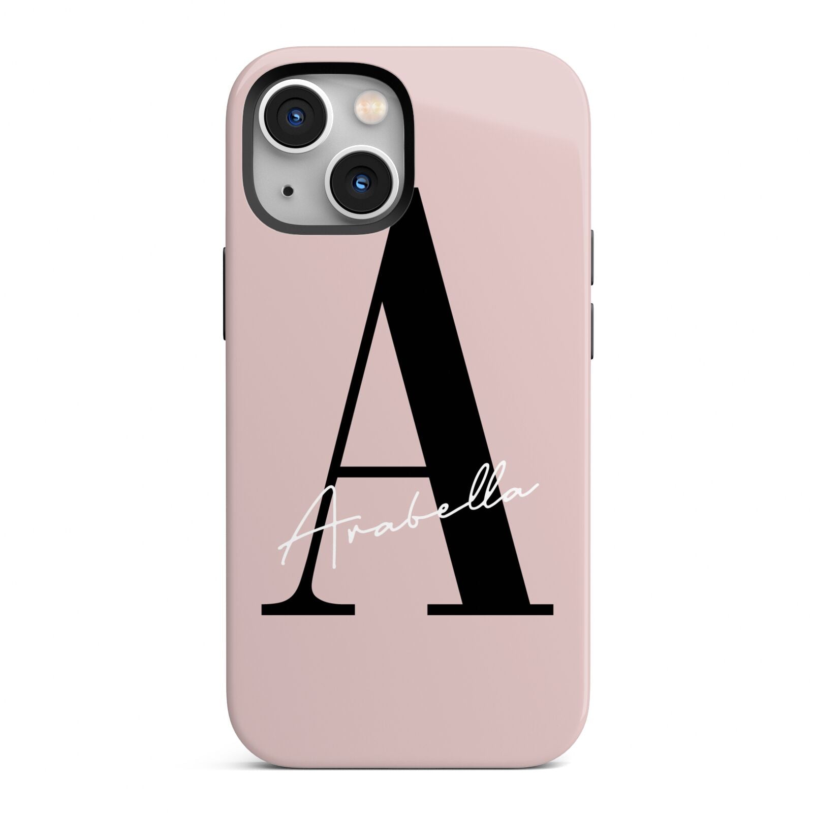 Personalised Dusty Pink Initial iPhone 13 Mini Full Wrap 3D Tough Case