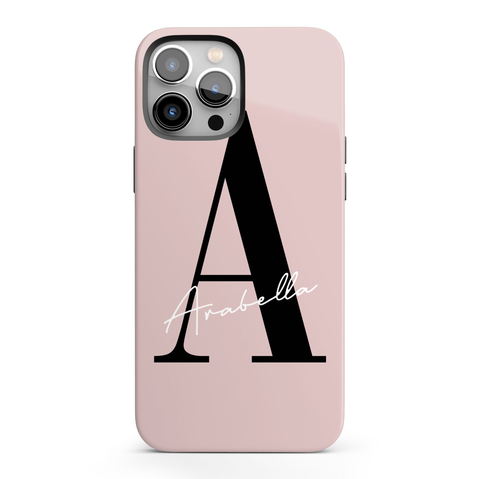 Personalised Dusty Pink Initial iPhone 13 Pro Max Full Wrap 3D Tough Case