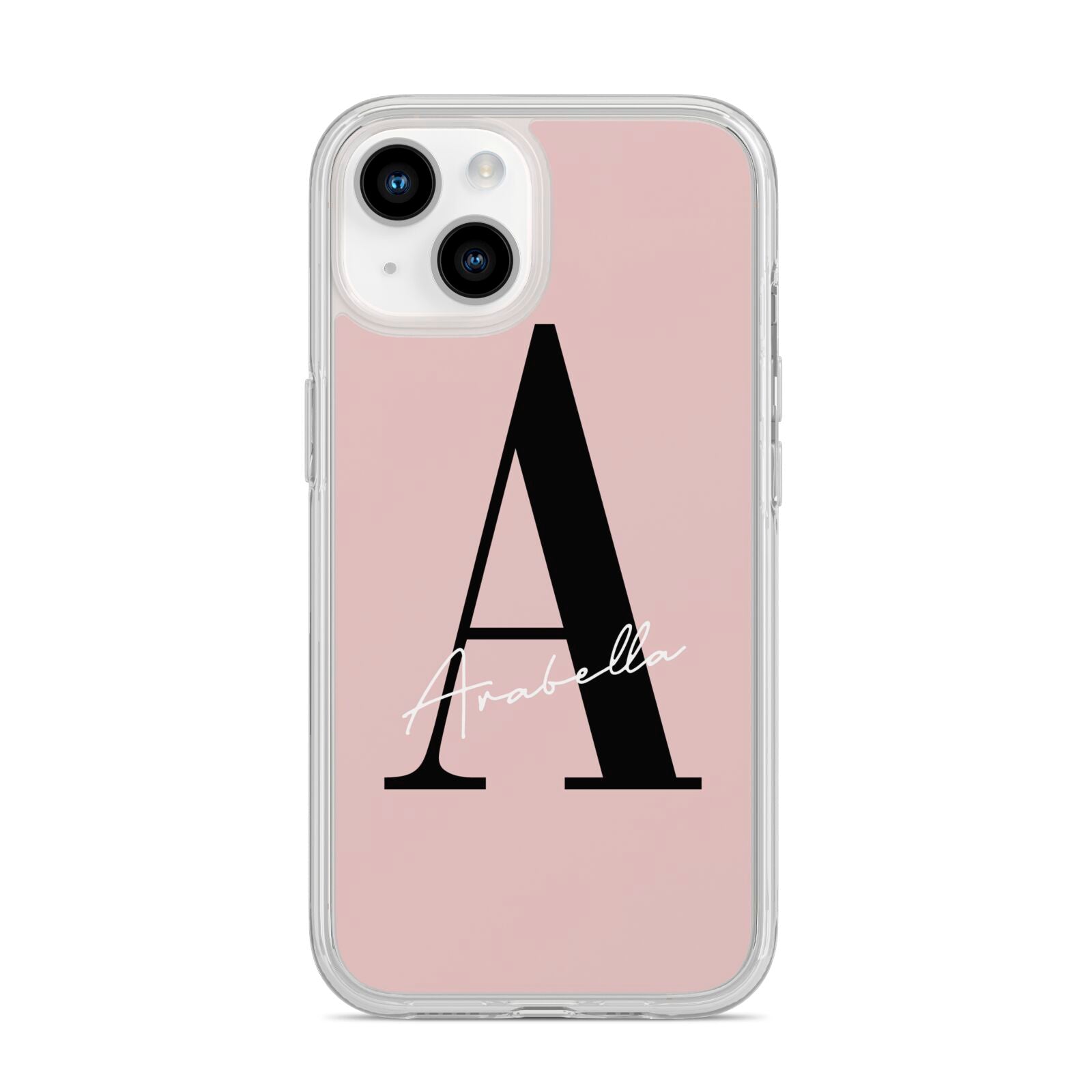 Personalised Dusty Pink Initial iPhone 14 Clear Tough Case Starlight