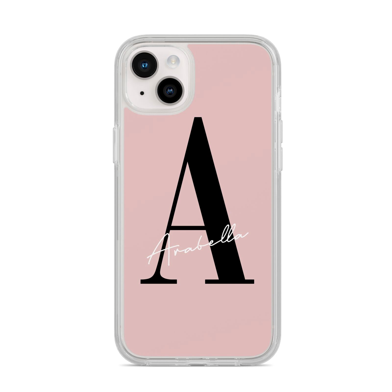 Personalised Dusty Pink Initial iPhone 14 Plus Clear Tough Case Starlight