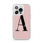 Personalised Dusty Pink Initial iPhone 14 Pro Clear Tough Case Silver