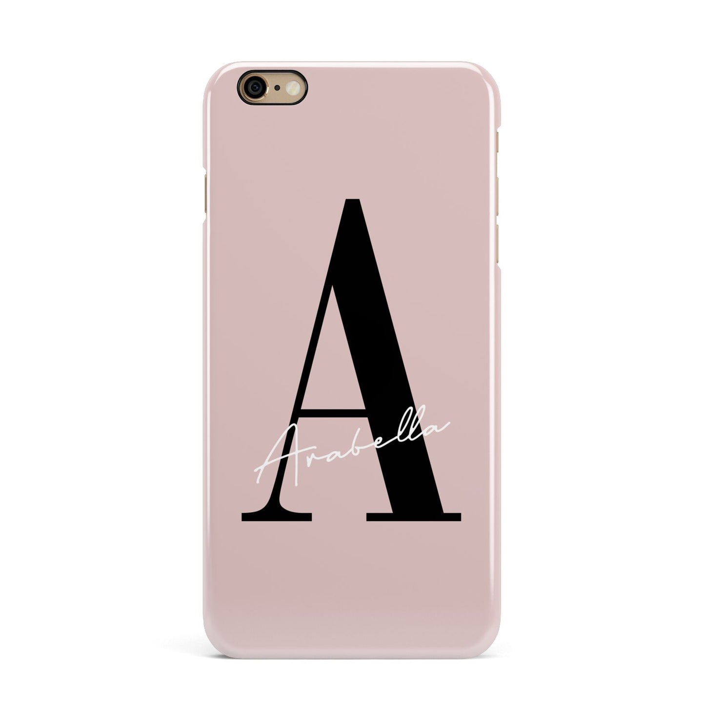 Personalised Dusty Pink Initial iPhone 6 Plus 3D Snap Case on Gold Phone