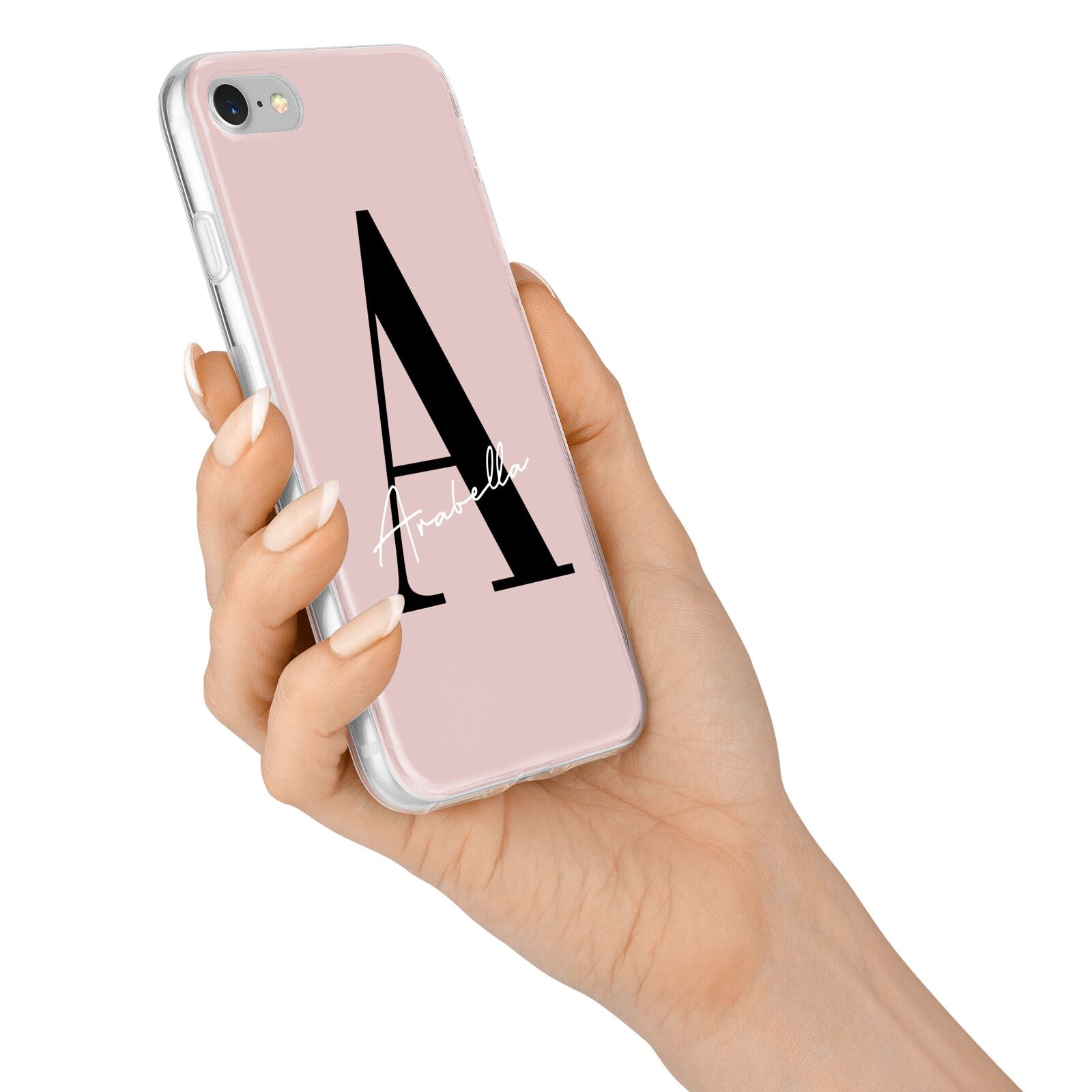 Personalised Dusty Pink Initial iPhone 7 Bumper Case on Silver iPhone Alternative Image