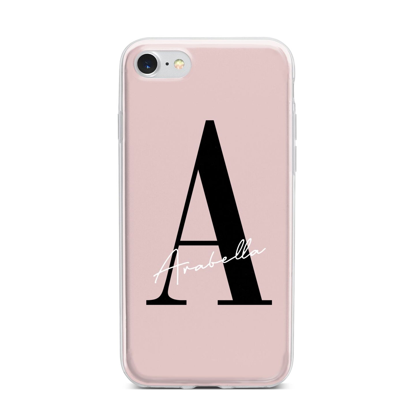 Personalised Dusty Pink Initial iPhone 7 Bumper Case on Silver iPhone